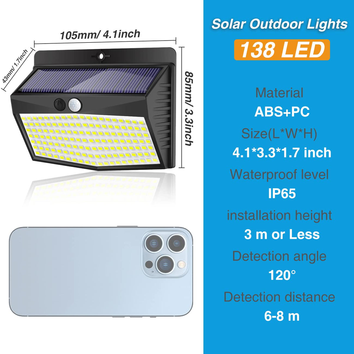 Solar Lights Outdoor, [ 8 Pack/138LED ] Solar Motion Sensor Light Outdoor with 3 Lighting Modes Wireless Waterproof Solar Wall Lights Solar Security Lights for Fence Yard Garden Deck Garage 🍁 All In One Marketplace Canada