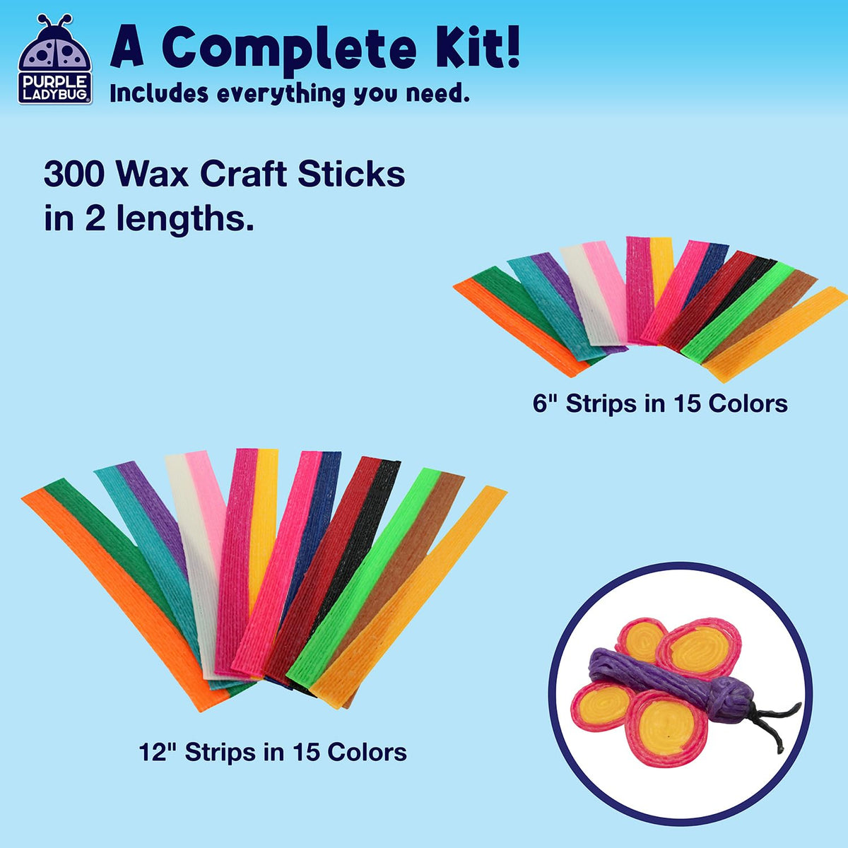 Purple Ladybug 300 Bendable Wax Craft Stix - Fun Roadtrip and Travel Activities, Arts & Crafts for Kids 6-8, Boys & Girls Gifts 4-12 Years Old, Birthday Party Favors for Kids, Loot Bag Fillers 🍁 All In One Marketplace Canada