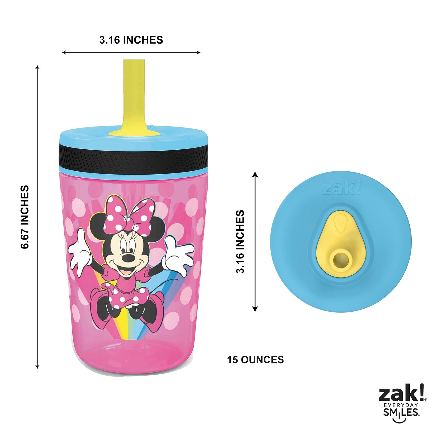 Zak Designs Disney Minnie Kelso 15oz Leak-Proof Toddler Straw Cups, 2-Pack 🍁 All In One Marketplace Canada