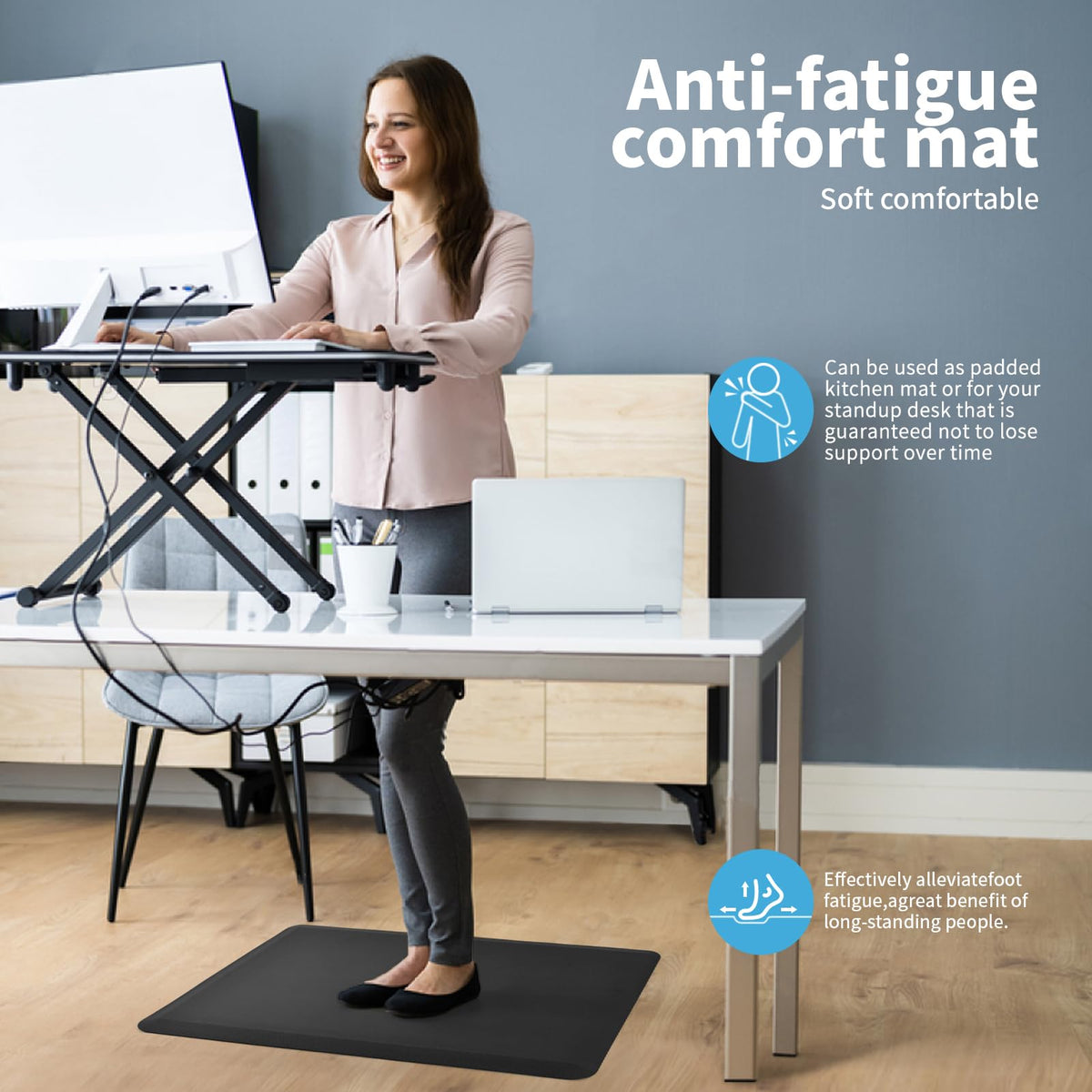 Art3d Anti Fatigue Mat - 1/2 Inch Cushioned Kitchen Mat - Non Slip Foam Comfort Cushion for Standing Desk, Office or Garage Floor (17.3"x28", Black) 🍁 All In One Marketplace Canada