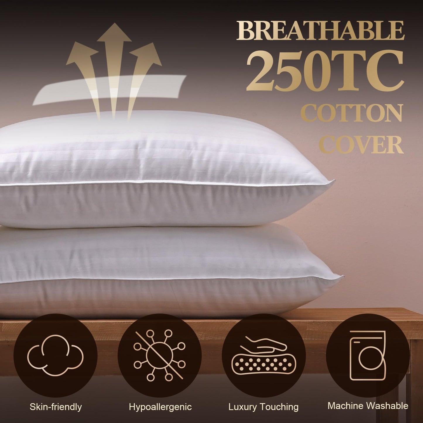 SHERWOOD Pillows Queen Size 2 Pack Hotel Pillow with Cotton Cover and Down Alternative Fiber Fill Bed Pillow for Sleeping(White, Queen 20x30 inch) 🍁 All In One Marketplace Canada