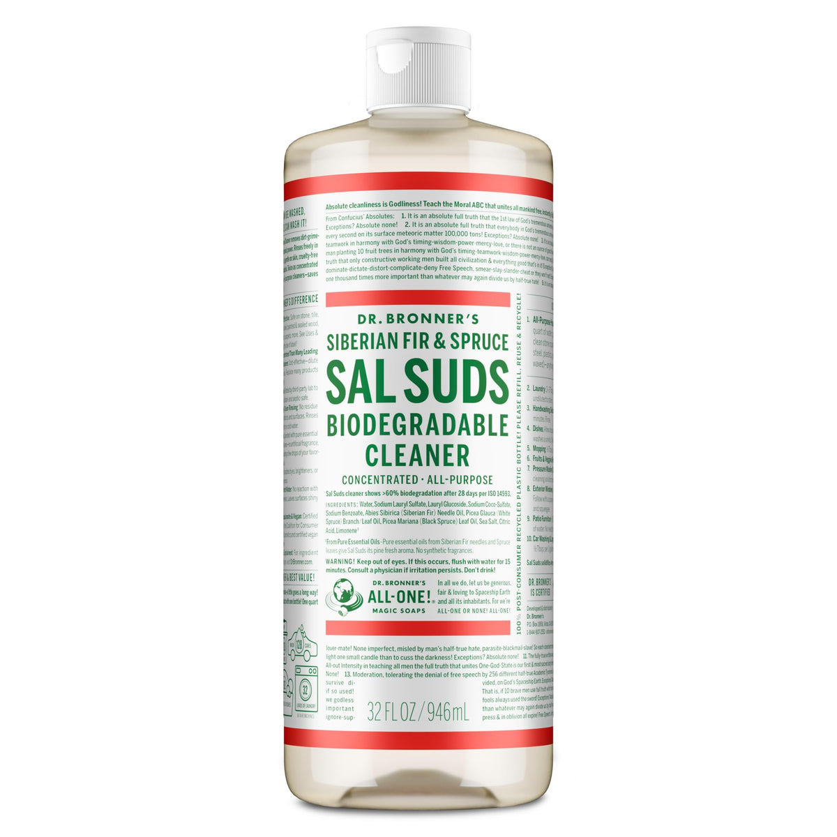 Dr. Bronner's - Sal Suds Biodegradable Cleaner (946 mL) - Concentrated All-Purpose Cleaner for Floors, Laundry, and Dishes, Cuts Grease and Dirt, Powerful Formula 🍁 All In One Marketplace Canada