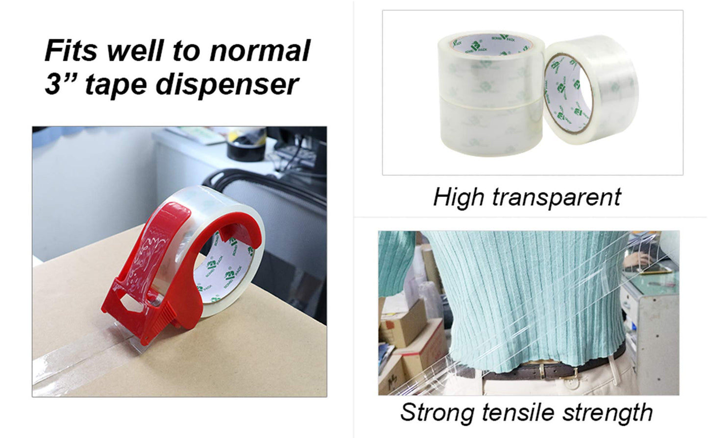 BOMEI PACK Packing Tape, Mailing & Storage Tape Clear, 1.88" x 100m, 6 Rolls with Hand-held Dispenser 🍁 All In One Marketplace Canada
