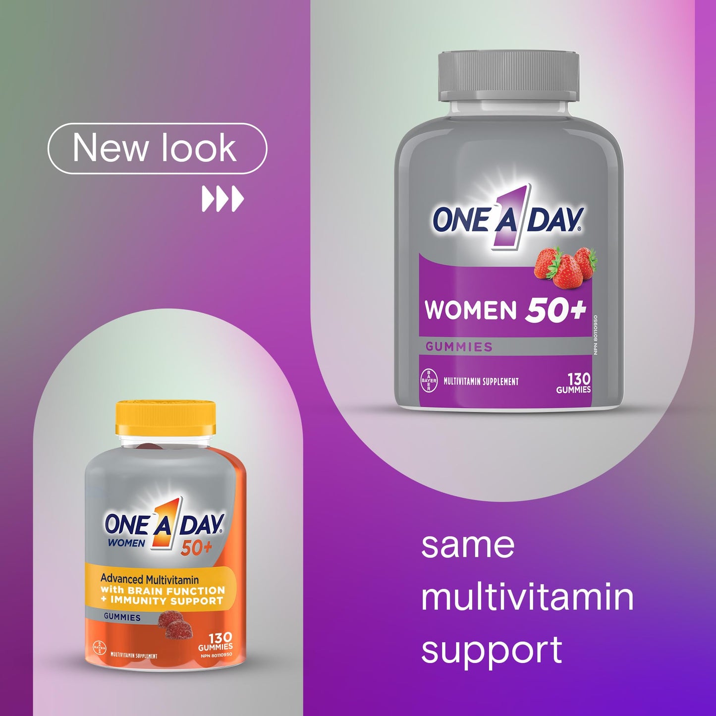 One A Day Women 50 Plus Multivitamin Gummies- Advanced Multivitamin Gummy with Brain Function & Immunity Support, Formulated with Vitamins & Minerals for Women 50+, 130 Gummies 🍁 All In One Marketplace Canada