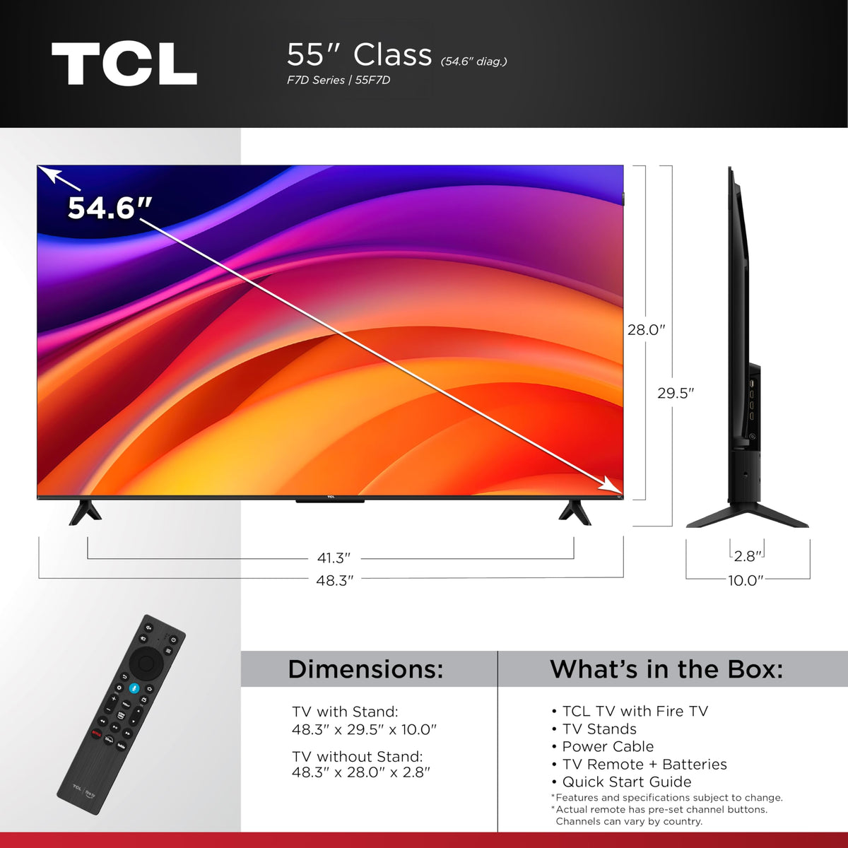 TCL 55" F7D Class 4K UHD HDR QLED Smart TV with Fire TV – 55F7D 🍁 All In One Marketplace Canada