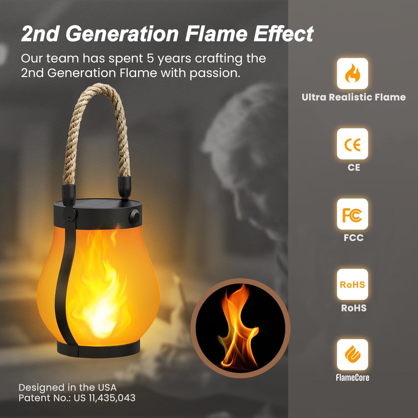 Hompavo Gen2 Solar Lanterns Outdoor with Ultra-Real Flame, Dual Charging (USB/Solar) & 2 Mode - Waterproof Decorative Hanging/Table Lights for Yard Patio Garden Birthday Mothers Day Gifts for Women, 2 🍁 All In One Marketplace Canada