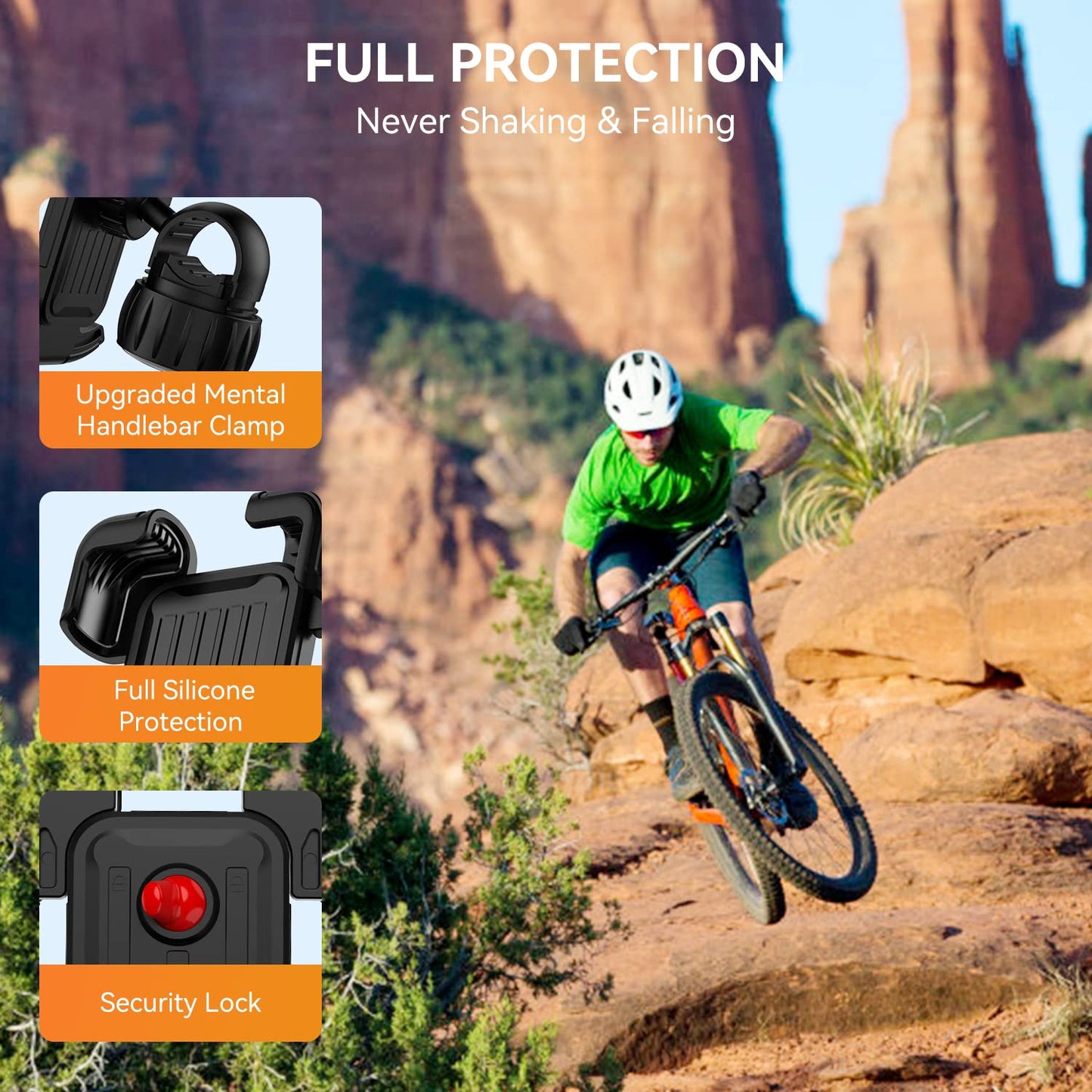 Motorcycle/Bicycle Phone Mount for 4.7-6.8" Phones (Orange) 🍁 All In One Marketplace Canada