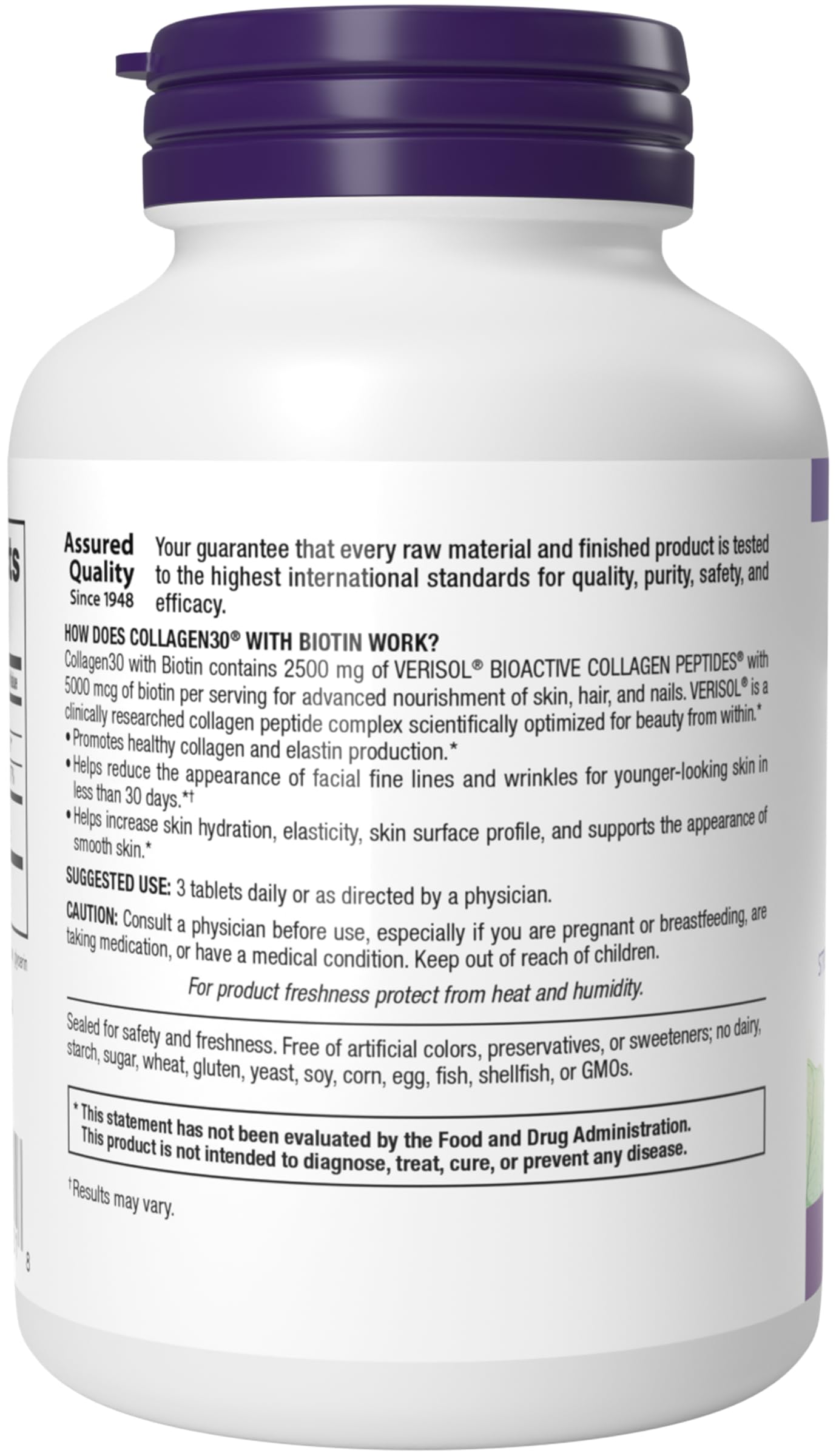 Webber Naturals Collagen30 with Biotin, 2,500 mg of Bioactive Collagen Peptides with 5,000 mcg of Biotin Per Serving, 120 Tablets, For Advanced Nourishment of Skin, Hair and Nails 🍁 All In One Marketplace Canada