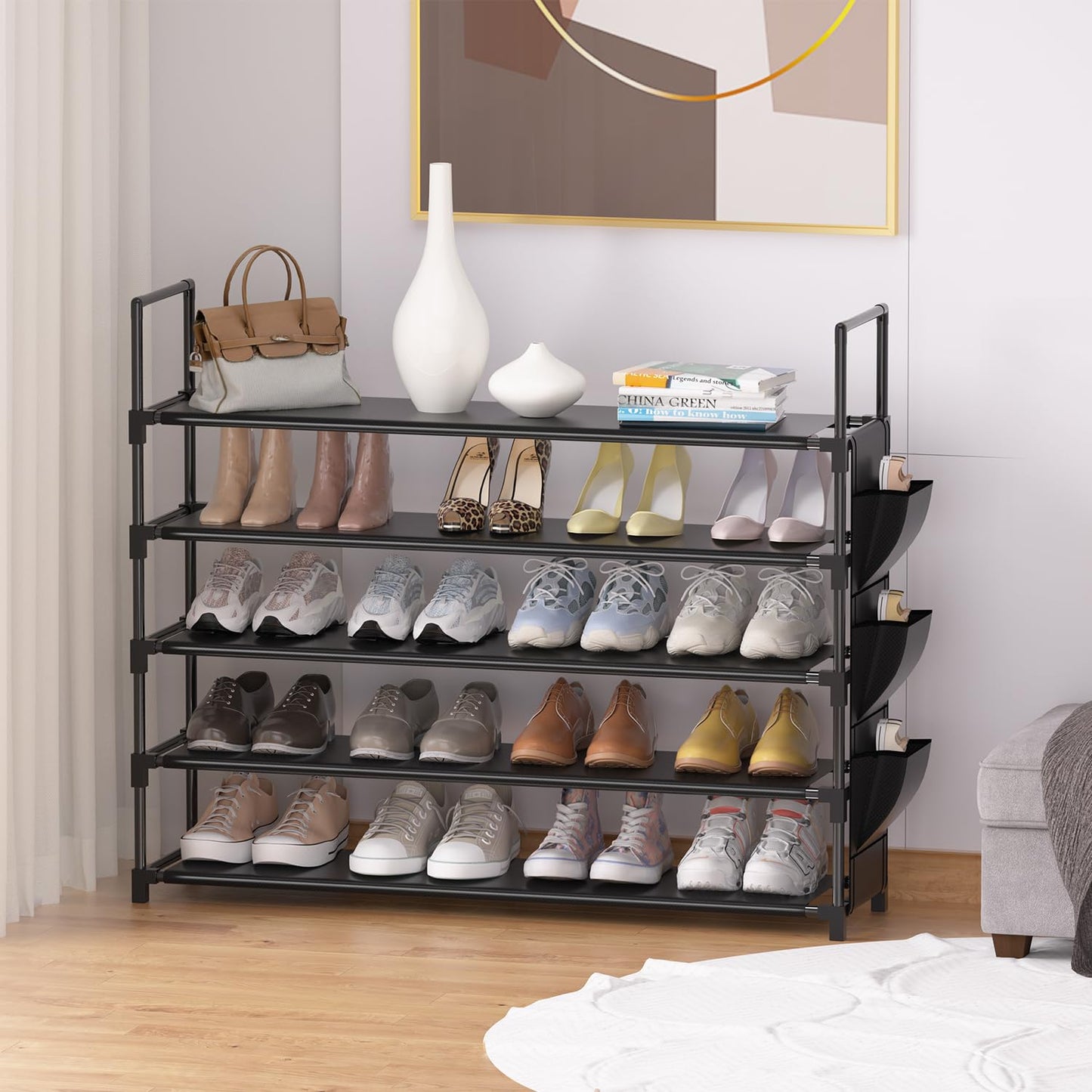 Shoe Rack 5 Tier Shoe Organizer Shoe Storage 20-25 Pairs for Closet Entryway Shoes Holder Space Saving Tall Shoes Shelf for Bedroom Garage Door 🍁 All In One Marketplace Canada
