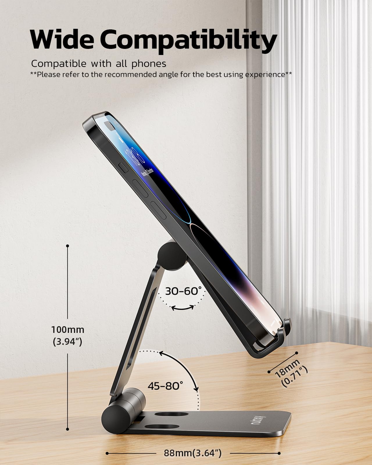 Nulaxy Dual Foldable Phone Stand for Desk, Fully Adjustable Desktop Cell Phone Holder Accessories for Office Kindle Compatible with 4-8" Mobile Devices iPhone Pro/Max/Plus, iPad Pro/Air/Mini, Black 🍁 All In One Marketplace Canada