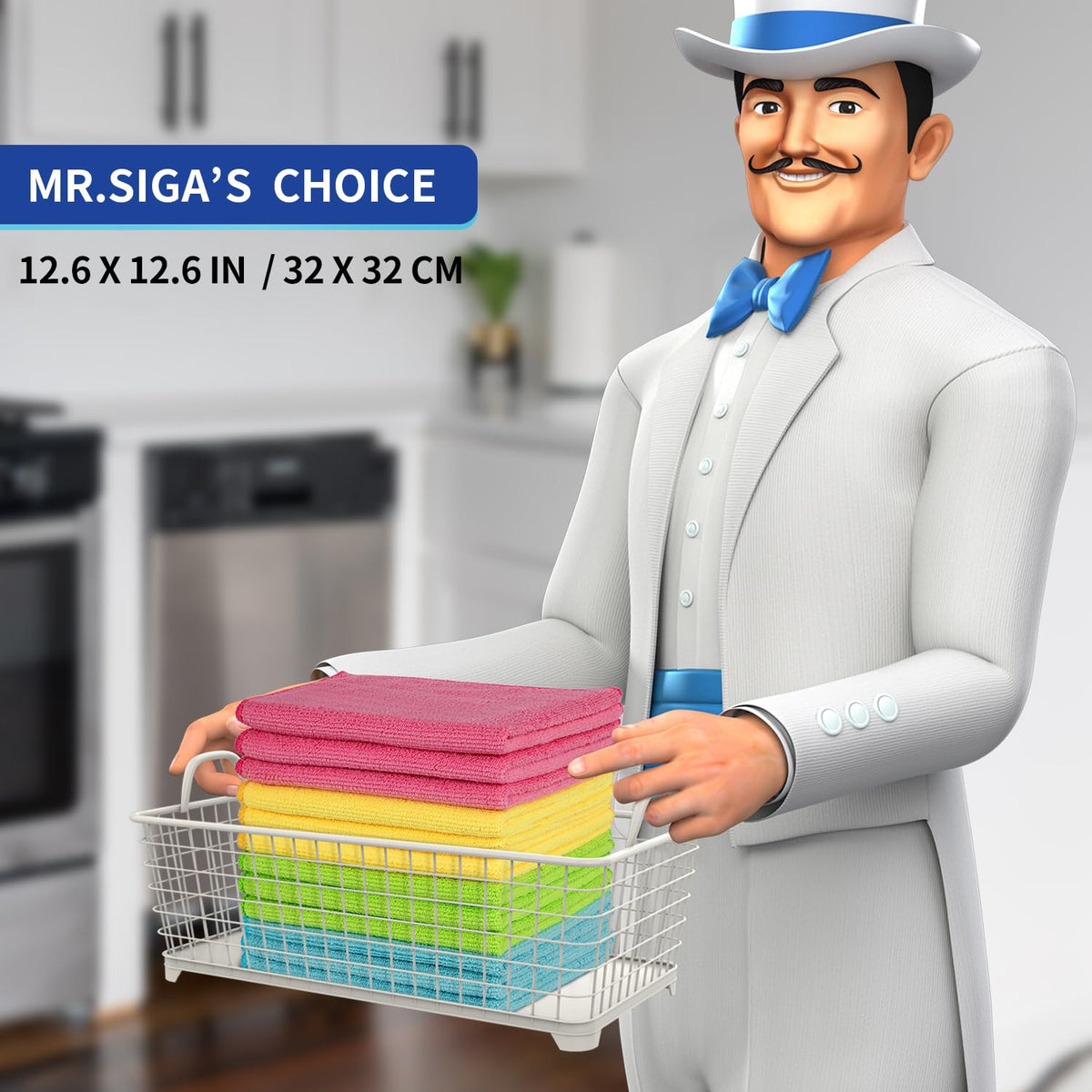 MR.SIGA Microfiber Cleaning Cloth,Pack of 12,Size:12.6" x 12.6" 🍁 All In One Marketplace Canada