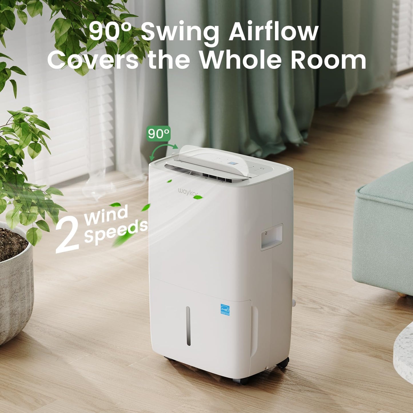 Waykar 80 Pints 2025 Energy Star Dehumidifier for Spaces up to 5,500 Sq. Ft for Basement and Home, Large Room with Drain Hose and 1.14 Gallons Water Tank 🍁 All In One Marketplace Canada