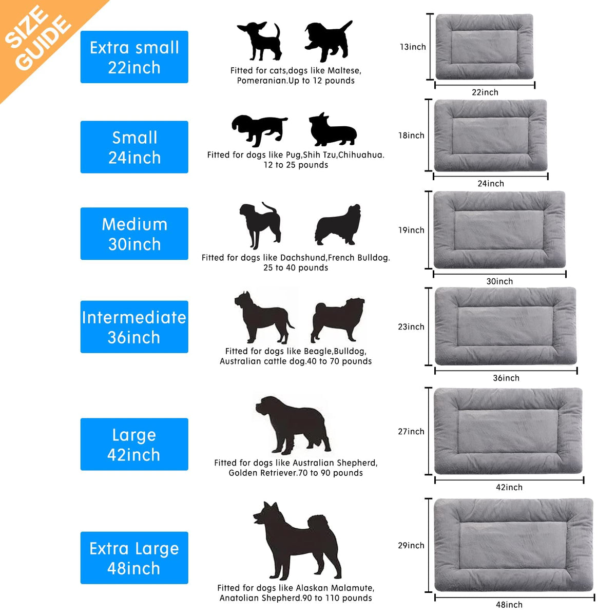 VERZEY Medium/Large Dog Bed Mat Crate Pad, 36" Metal Crates Fit, Ultra-Soft, Machine Washable & Anti-Slip Kennel Mat, Cozy Sleeping Mat for Medium/Large Dogs, Gray, 36L x 23W x 1H Inches 🍁 All In One Marketplace Canada
