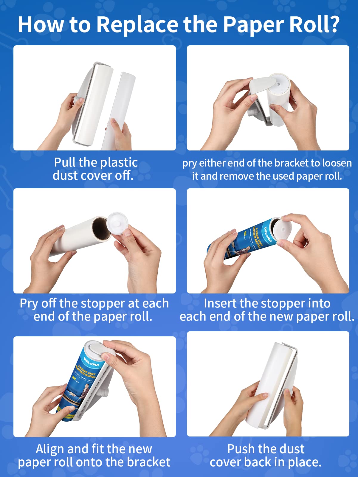 Large Lint Rollers for Carpet, Sticky Rollers for Floor DELOMO 9.45 in with 3 Extendable Handle, Long Handle Sticky Mop for Cleaning Carpets, Cars, Bedding, and Pet Hair, Ideal Gift for Pet Owners 🍁 All In One Marketplace Canada