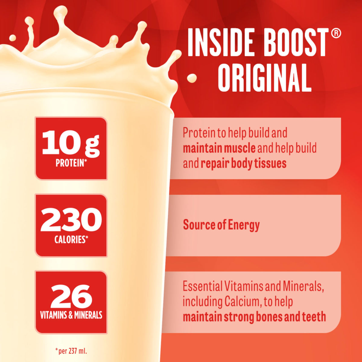 BOOST Original Meal Replacement Drink, Vanilla, 6x237ml, Case Pack of 4, Packaging May Vary 🍁 All In One Marketplace Canada