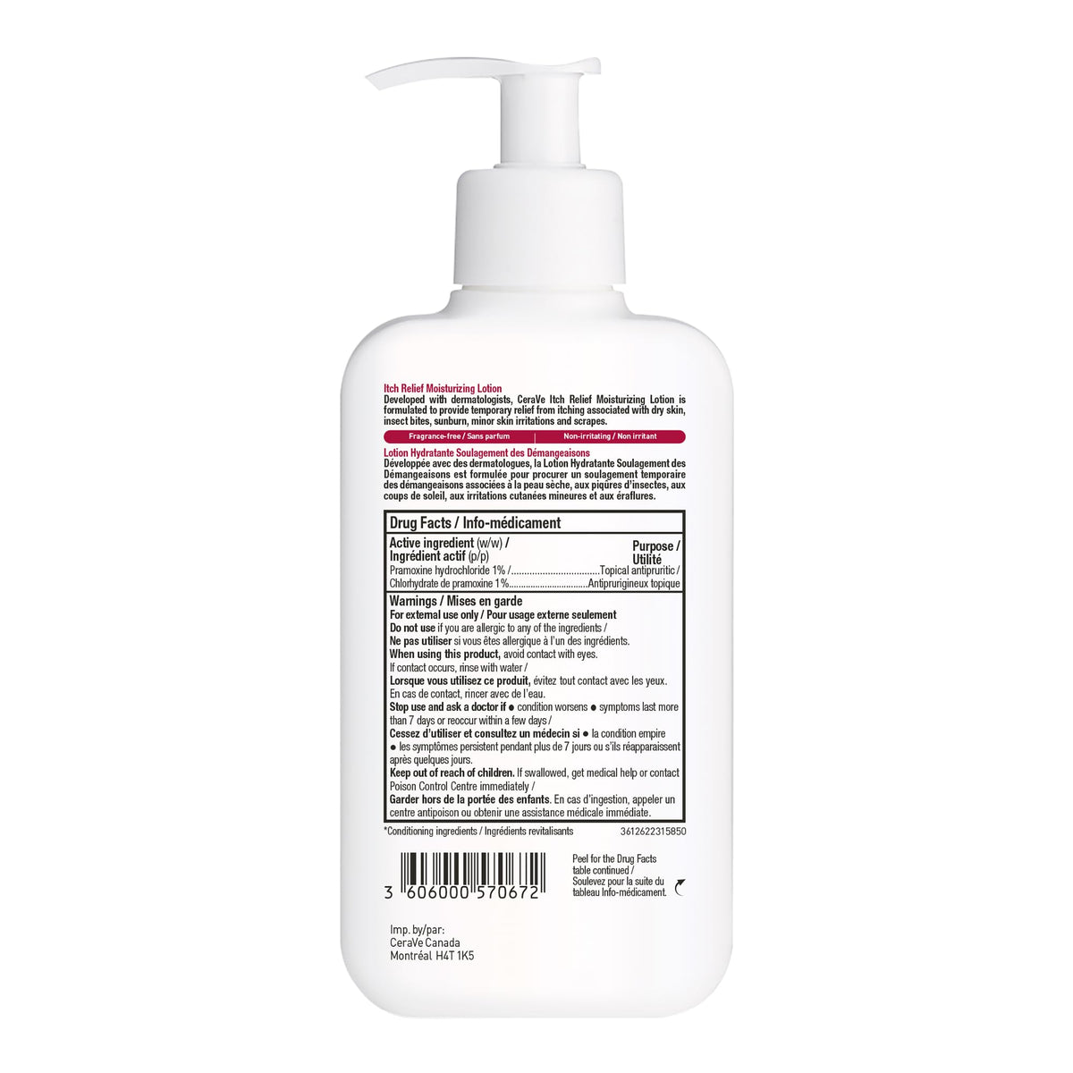 CeraVe Itchy Skin Relief Moisturizing Lotion. For Dry & Eczema-prone skin. Anti-itch cream for minor skin irritations, sunburn relief, insect bug bites & scrapes, 1% Pramoxine. Fragrance Free, 237ML 🍁 All In One Marketplace Canada