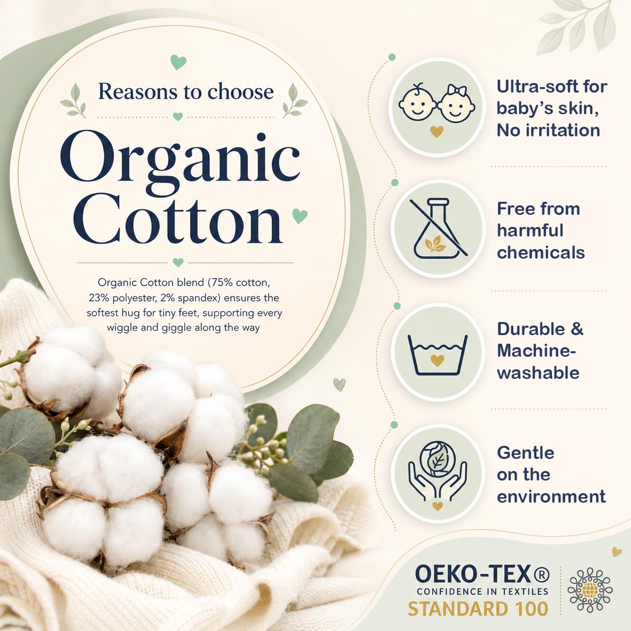 Mother's Choice Organic Cotton Baby Socks 0–6 Months, 12 Pairs Newborn & Infant Socks Soft Hypoallergenic Breathable Gentle On Delicate Skin Stretch Fit Comfortable Daily Essentials For Little Ones 🍁 All In One Marketplace Canada