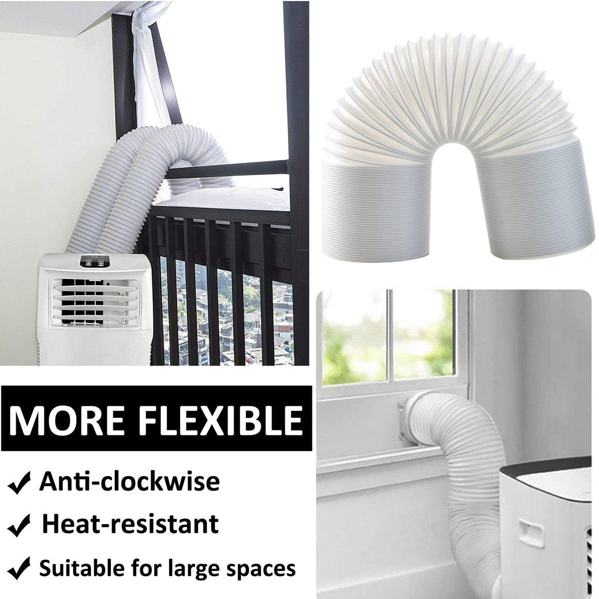 FUBININA 80" Portable Air Conditioner Hose, AC Hose with 5.9" Diameter, Anti-Clockwise Thread AC Exhaust Hose for Portable AC Vent Replacement Tube Compatible with LG Air Conditioner Part 🍁 All In One Marketplace Canada