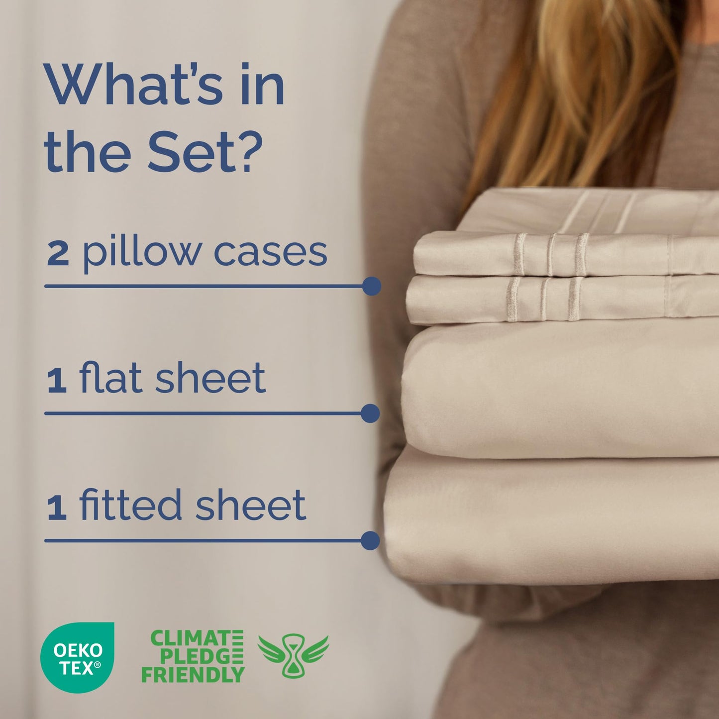 King Size 4 Piece Sheet Set - Comfy Breathable & Cooling Sheets - Hotel Luxury Bed Sheets for Women & Men - Deep Pockets, Easy-Fit, Extra Soft & Wrinkle Free Sheets - Wheat Oeko-Tex Bed Sheet Set 🍁 All In One Marketplace Canada