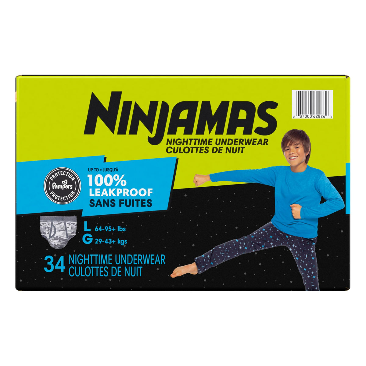 Ninjamas Pampers Nighttime Bedwetting Underwear Boys Size L (29-43+ kg) 34 Count (Packaging & Prints May Vary) 🍁 All In One Marketplace Canada