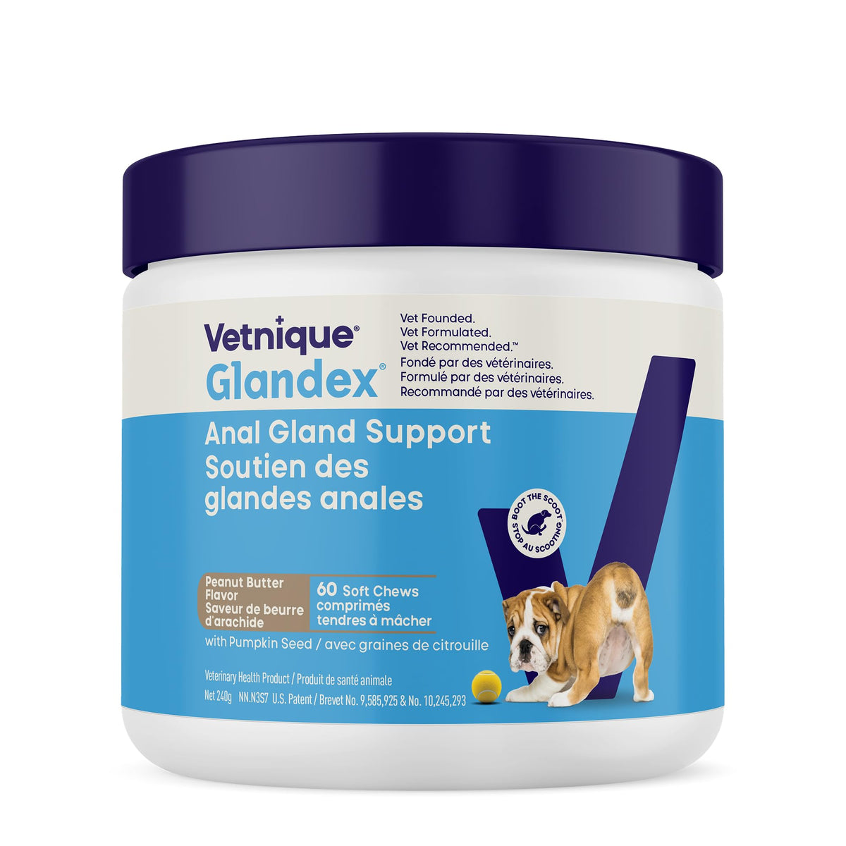 Vetnique Glandex Anal Gland Soft Chews for Dogs, Anal Gland Support, Boot The Scoot Fibre Supplement with Pumpkin, Unique Fiber Blend Probiotics & Digestive Enzymes (Peanut Butter, 60ct Chews) 🍁 All In One Marketplace Canada