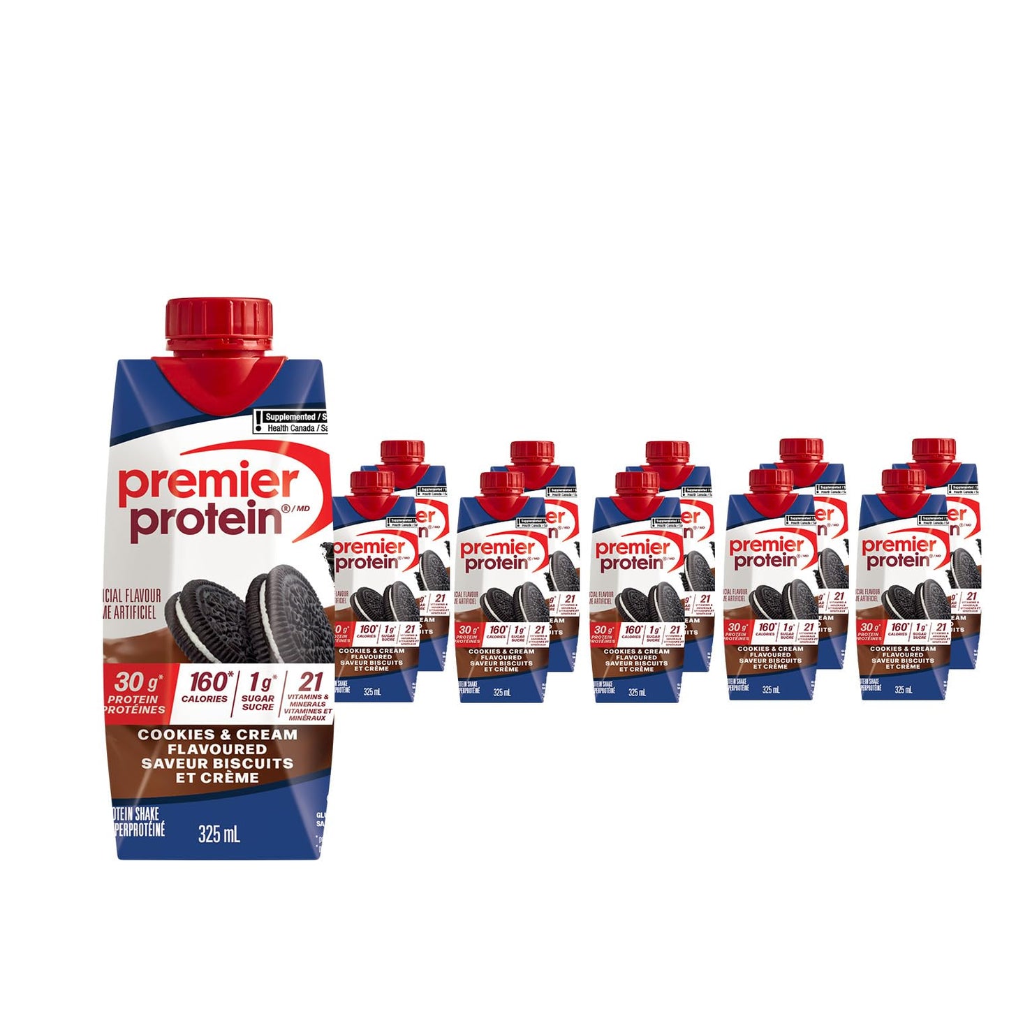 Premier Protein Shake, Cookies & Cream, 30g Protein, 1g Sugar, 11 fl oz Pack of 10 🍁 All In One Marketplace Canada
