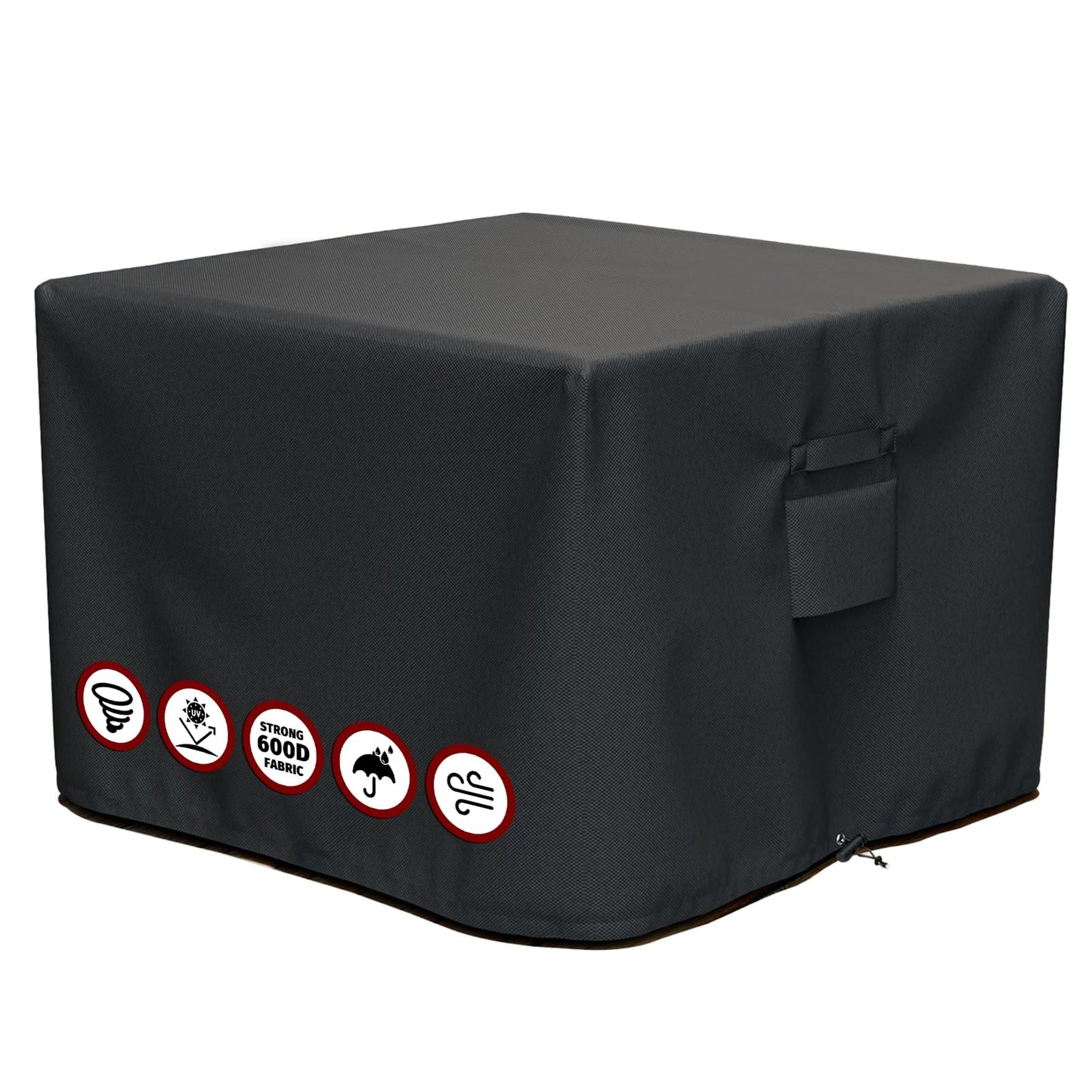 SHINESTAR Fire Pit Cover Square 32" x 32" x 24" - 600D Heavy Duty Waterproof & Windproof Outdoor Firepit Table Cover with Double Drawstrings for 28-32 Inch Square Fire Pits - Black 🍁 All In One Marketplace Canada