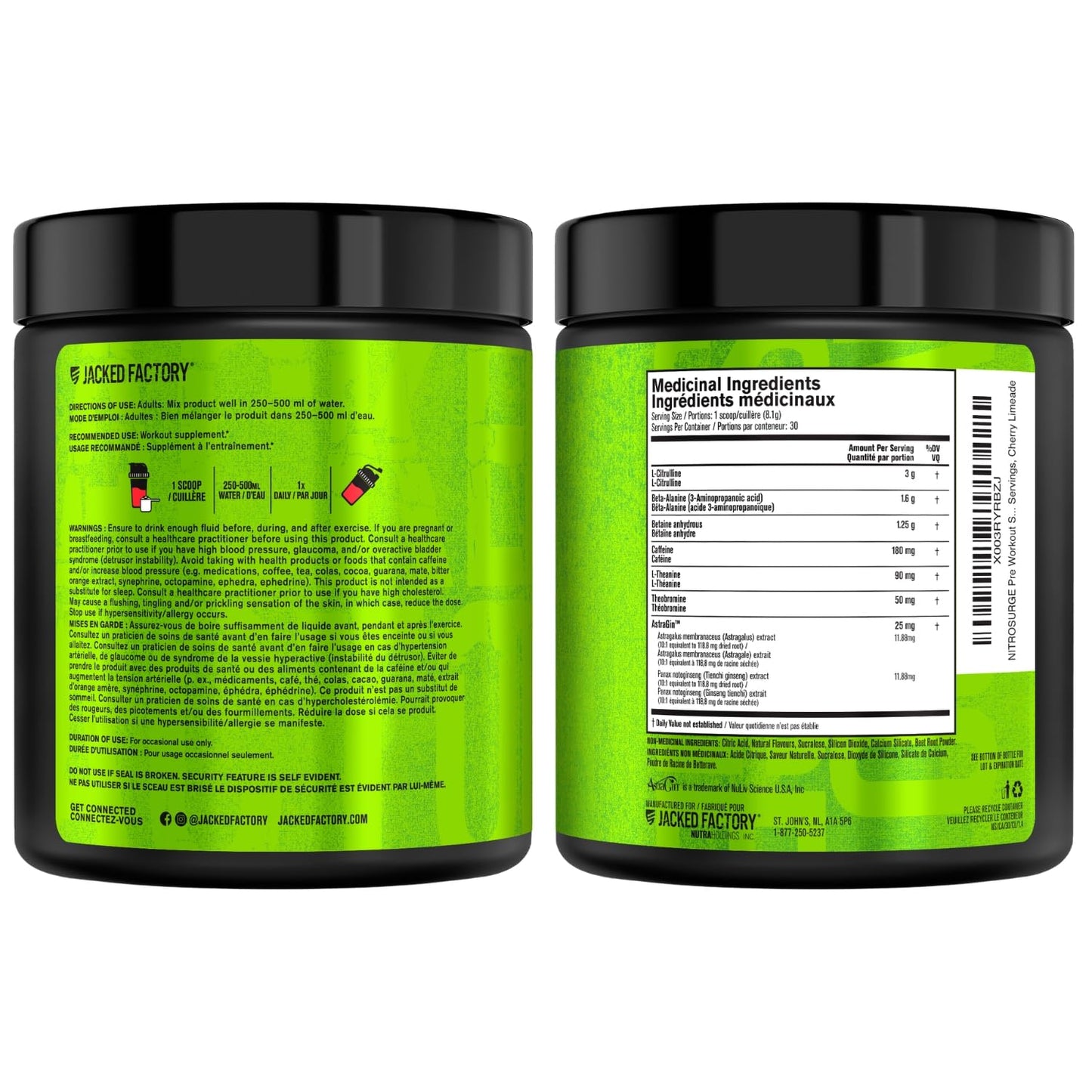 NITROSURGE Pre Workout Supplement - Endless Energy, Instant Strength Gains, Clear Focus, Intense Pumps - Nitric Oxide Booster & Preworkout Powder with Beta Alanine - 30 Servings, Cherry Limeade 🍁 All In One Marketplace Canada
