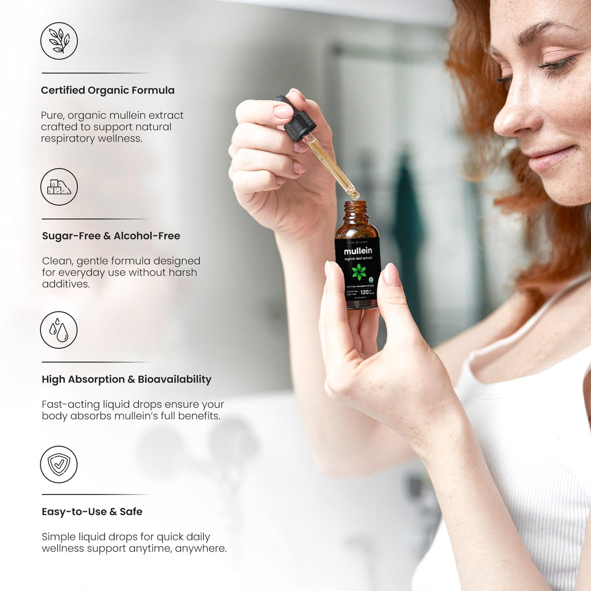 Organic Mullein Leaf Extract for Lungs - 4 Fl Oz - Herbal Tincture for Lung Cleanse & Flush - Natural Mullein Tea Alternative - Mullein Supplement Drops for Lungs - 1,000mg Equivalent Per Serving 🍁 All In One Marketplace Canada