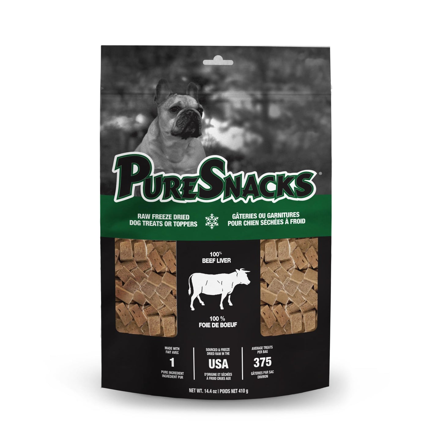 PureSnacks Freeze Dried Beef Liver Dog Treats 14.4oz (410g) | 1 Ingredient | Freeze Dried in the USA | Packaged and Prepared in Canada 🍁 All In One Marketplace Canada