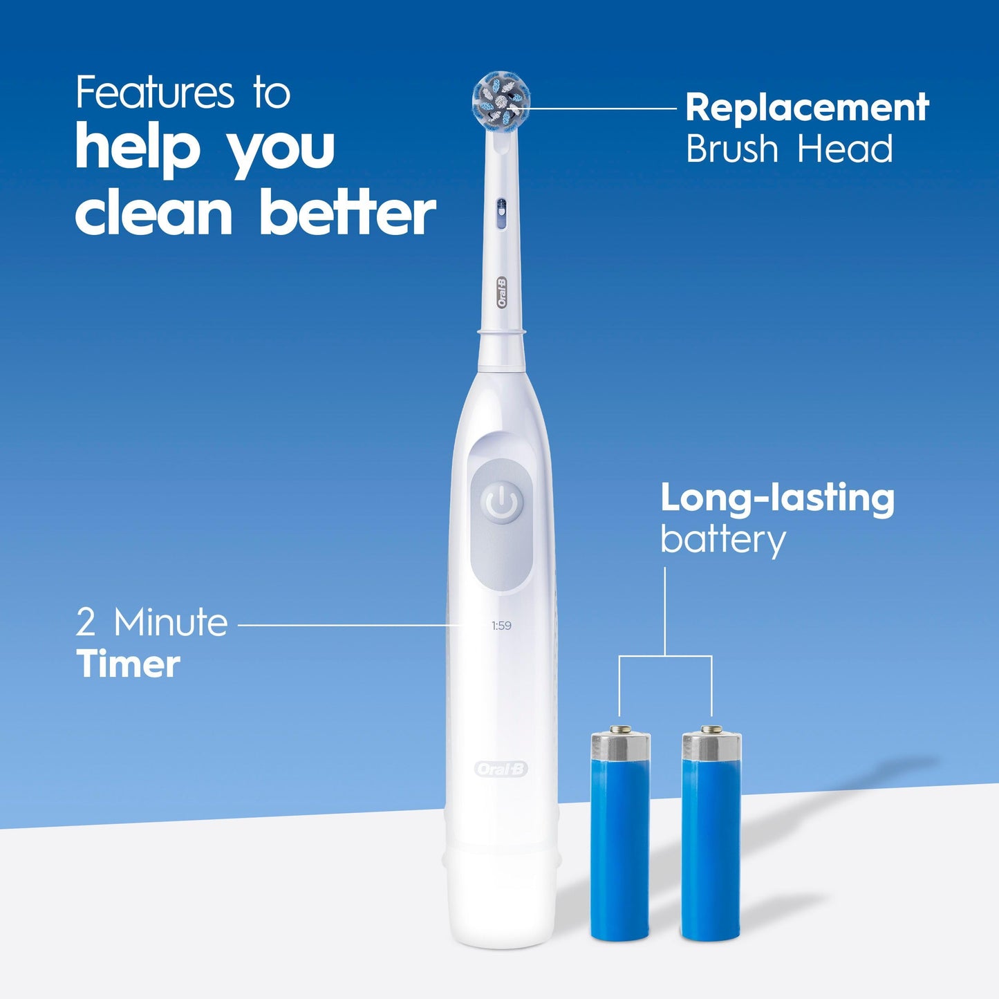 Oral B Pro Clean Battery Toothbrush, Sensitive Clean - White, 1 Toothbrush, 1 Brush Head, Built-in Timer and batteries included 🍁 All In One Marketplace Canada