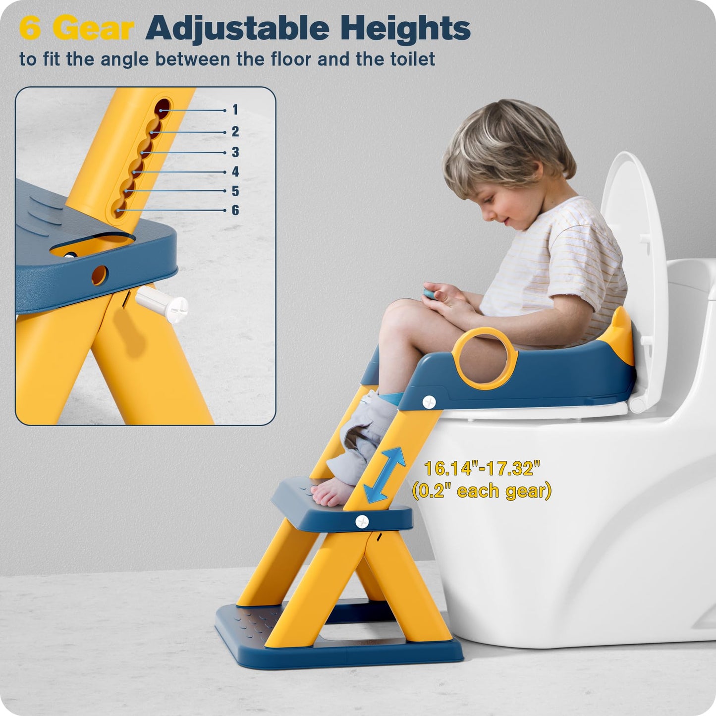 Rabb 1st Potty Training Seat, Upgrade Toddler Toilet Seat for Kids Boys Girls, 2 in 1 Potty Training Toilet for Kids, Splash Guard Anti-Slip Pad Step Stool(Blueyellow) 🍁 All In One Marketplace Canada