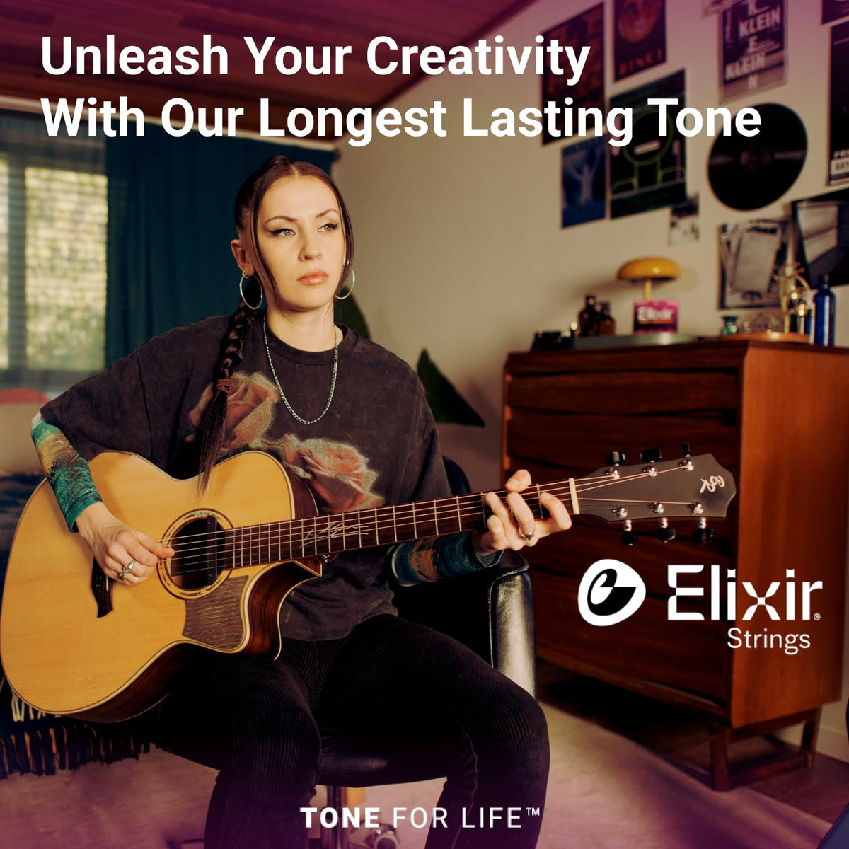 Elixir 16102 Phosphor Bronze Nanoweb Coating Acoustic Guitar Strings - Medium 13-56 🍁 All In One Marketplace Canada