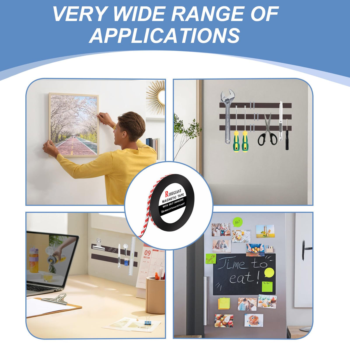 RIHEGAINT Magnetic Tape - 1/2" x 16ft Flexible Magnet Strips with 3M Strong Adhesive Backing - Perfect Fridge Magnets! 🍁 All In One Marketplace Canada