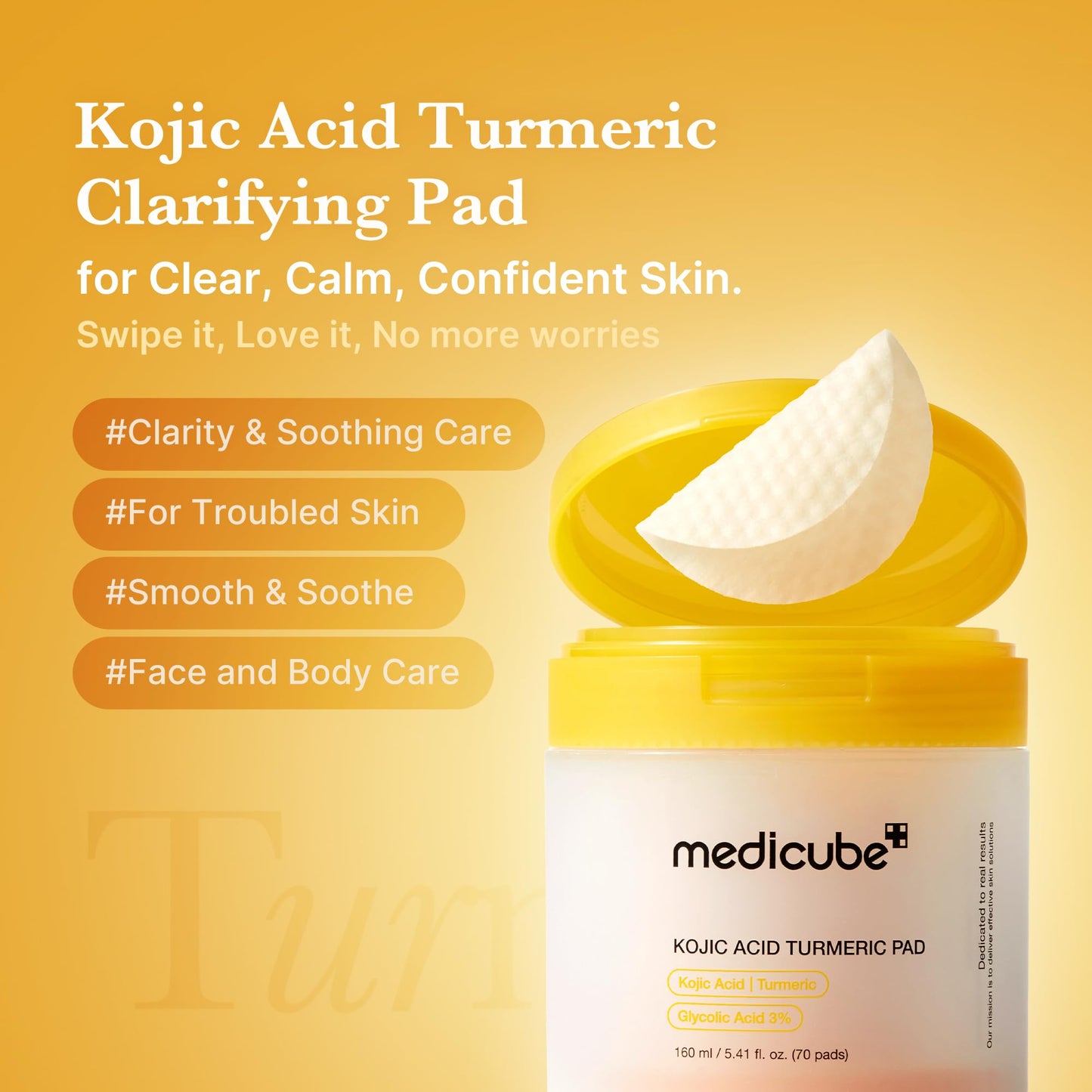 medicube Kojic Acid Turmeric Clarifying Toner Pad for Troubled Skin & Use After Spot Care, Soothing & Calming with Kojic Acid, Turmeric, Niacinamide & Glycolic Acid, Korean Skin Care, 70 Pads, 1 Pack 🍁 All In One Marketplace Canada