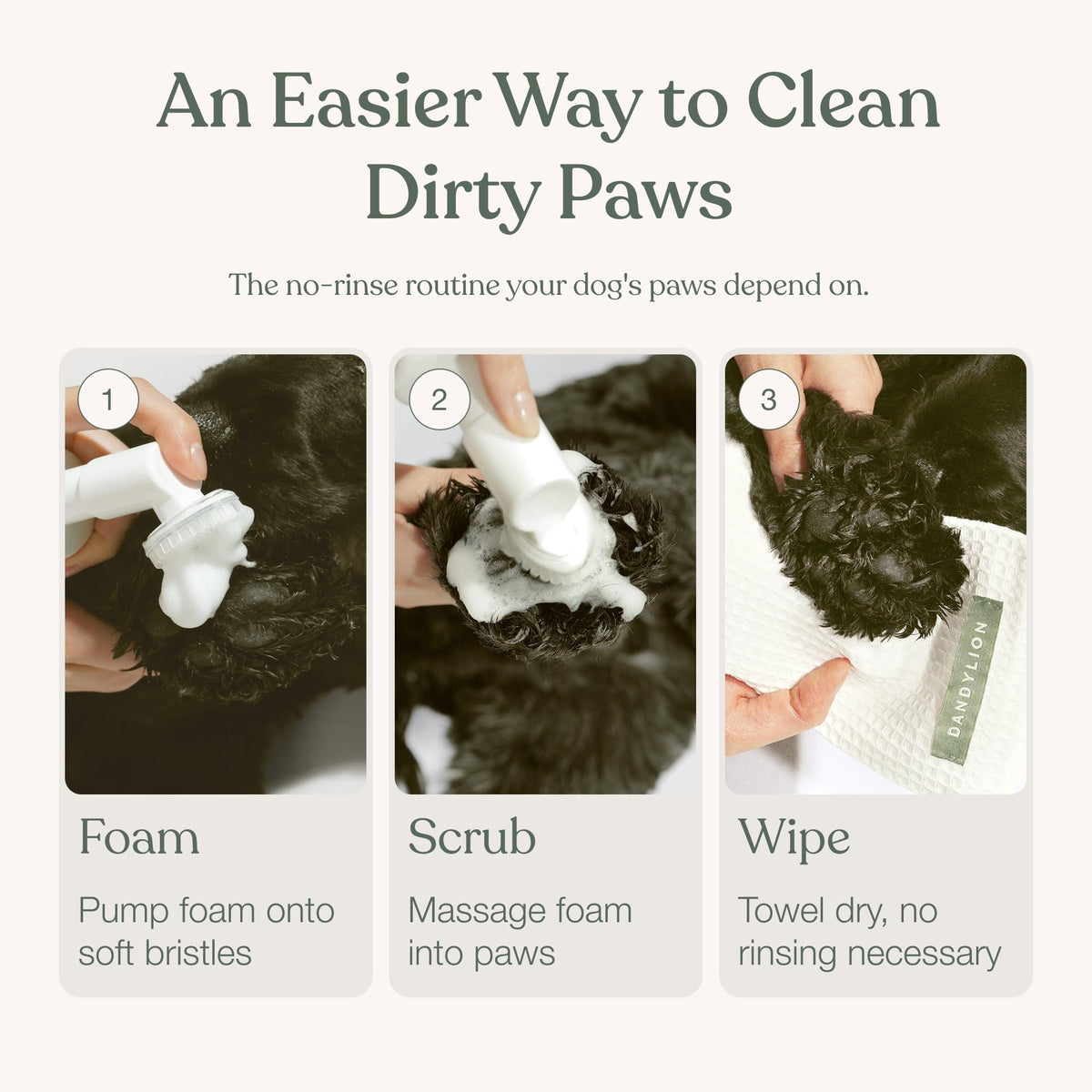 Dandylion Dog Paw Cleaner, Clean Paws, Dog Paw Washer, No Rinse Foam Cleaner for Dogs, Fragrance Free pH Balanced Foaming Washer with Silicone Brush, Pet Cleaning Supplies, 5 fl oz 🍁 All In One Marketplace Canada
