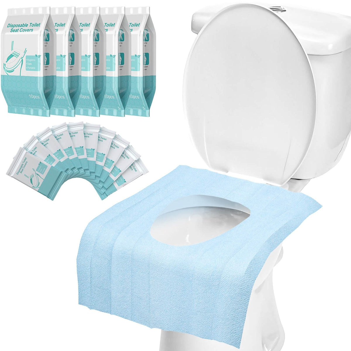 50 Pack Toilet Seat Covers Disposable - Waterproof 16x24 Inch Extra Large Individually Wrapped Toilet Seat Shields Travel Accessories for Adults Kids 🍁 All In One Marketplace Canada