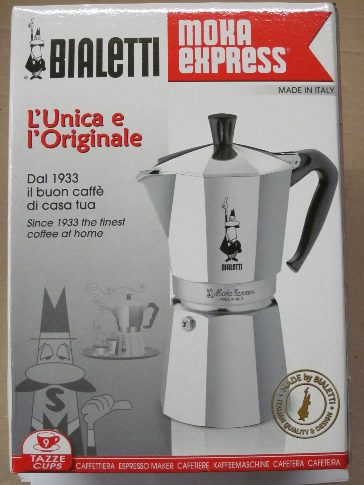 Bialetti - Moka Express: Iconic Stovetop Espresso Maker, Makes Real Italian Coffee, Moka Pot 9 Cups (14 Oz - 420 Ml), Aluminium, Silver 🍁 All In One Marketplace Canada