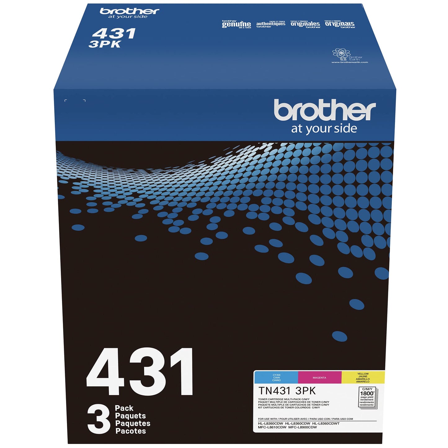 Brother Original TN431 3PK Standard Yield Colour Toner Cartridge Value Pack (3), Toner Replacement cartridges, Cyan/Magenta/Yellow, for Brother Laser Printers HL-L8360CDW, MFC-L8610CDW, and More 🍁 All In One Marketplace Canada