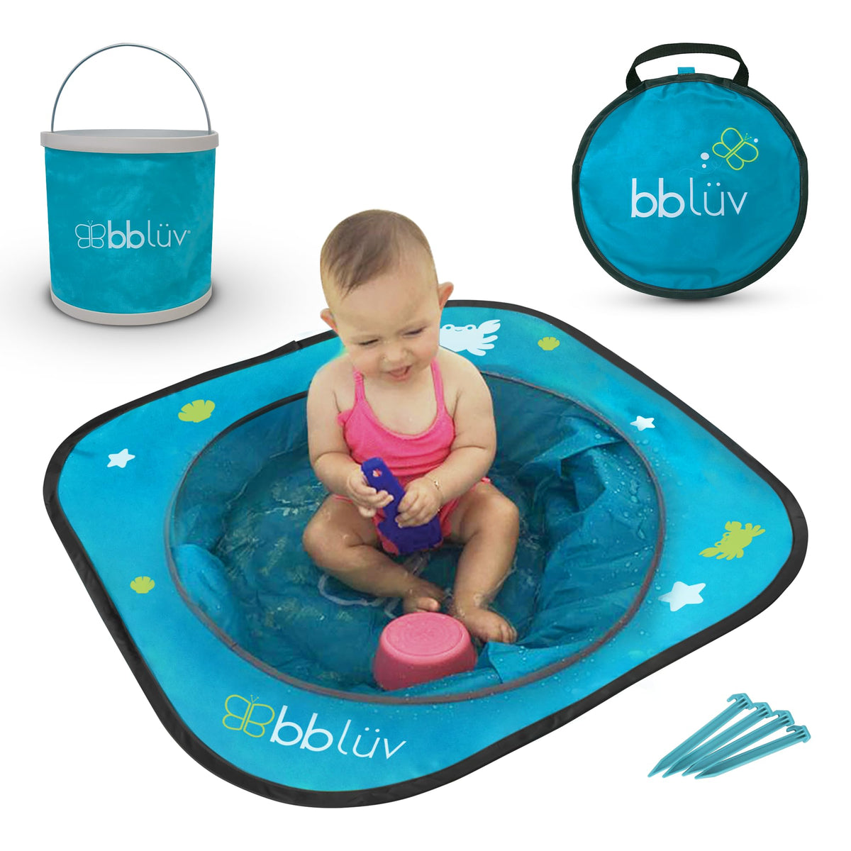 bblüv Arenä Pop-Up Beach Pool for Infants - Easy Clean - Waterproof Material- Instant Setup - Compact Foldable Bucket - Safe Cooling Space - Anchors for Stability - Ultimate Summer Fun for Your Baby 🍁 All In One Marketplace Canada