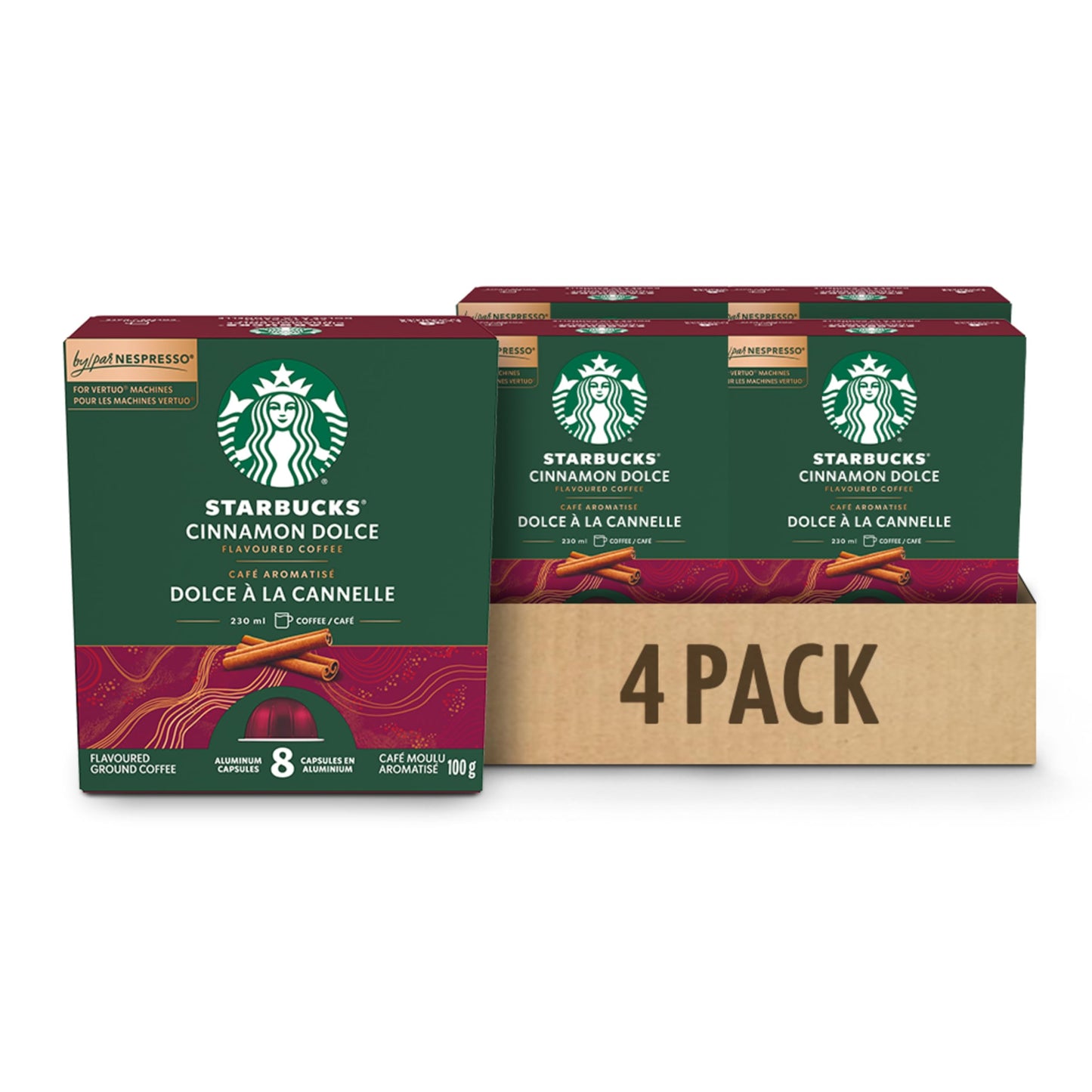 STARBUCKS Cinnamon Dolce for NESPRESSO VERTUO Coffee, 4 Boxes, 400 g 🍁 All In One Marketplace Canada