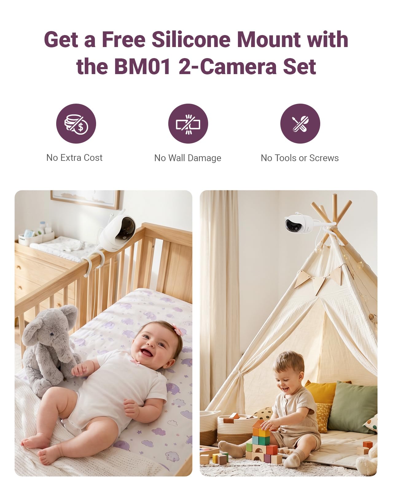 Comfyer BM01 7" HD Split-Screen Baby Monitor with 2 Cameras, Video Baby Monitor with Camera and Audio, Flexible Bracket, Non-WiFi, VOX Mode, 2 Way Audio, Remote PTZ, Auto Night Vision 🍁 All In One Marketplace Canada