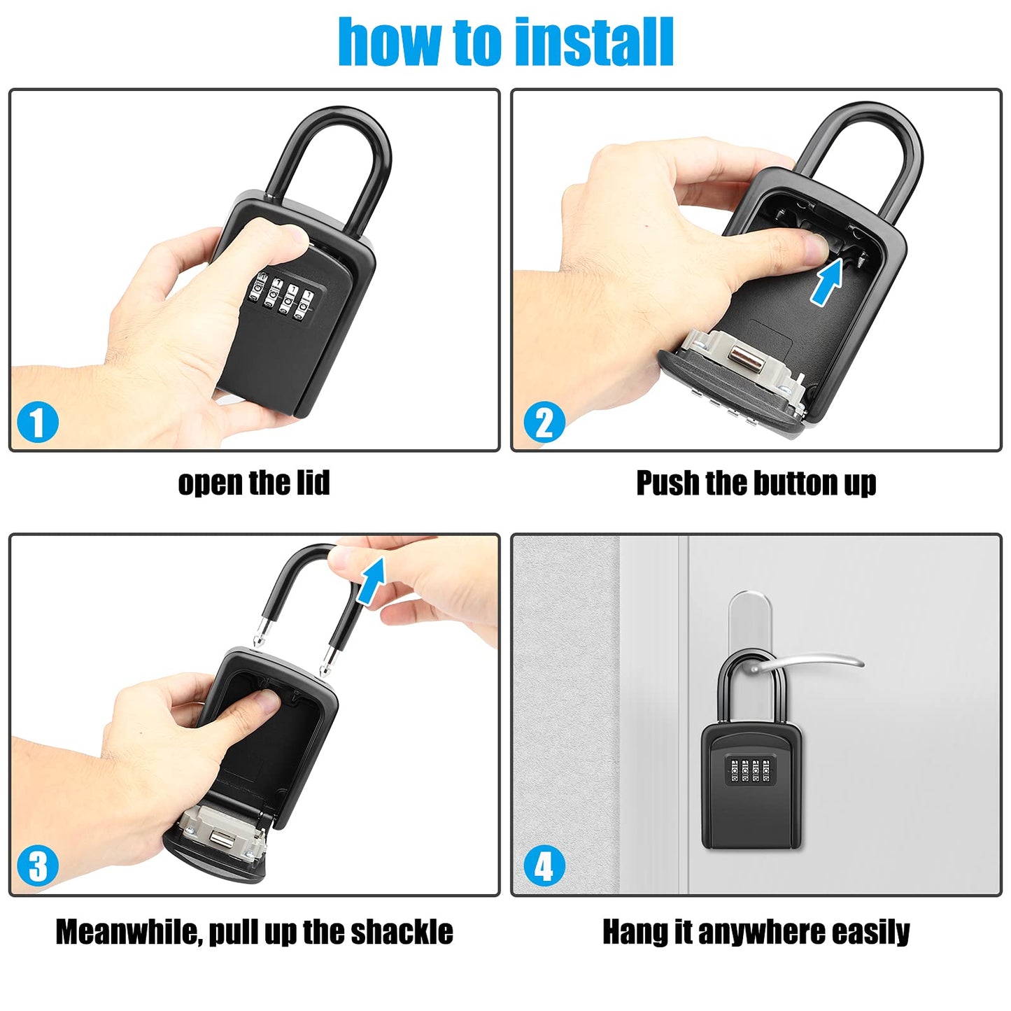 Key Lock Box, [No Installation Require] Diyife Portable Outdoor Lock Box for Keys with Removable Shackle, 5 Keys Capacity, Weatherproof 4-Digit Combination Key Safe for Home AirBnb Office 🍁 All In One Marketplace Canada