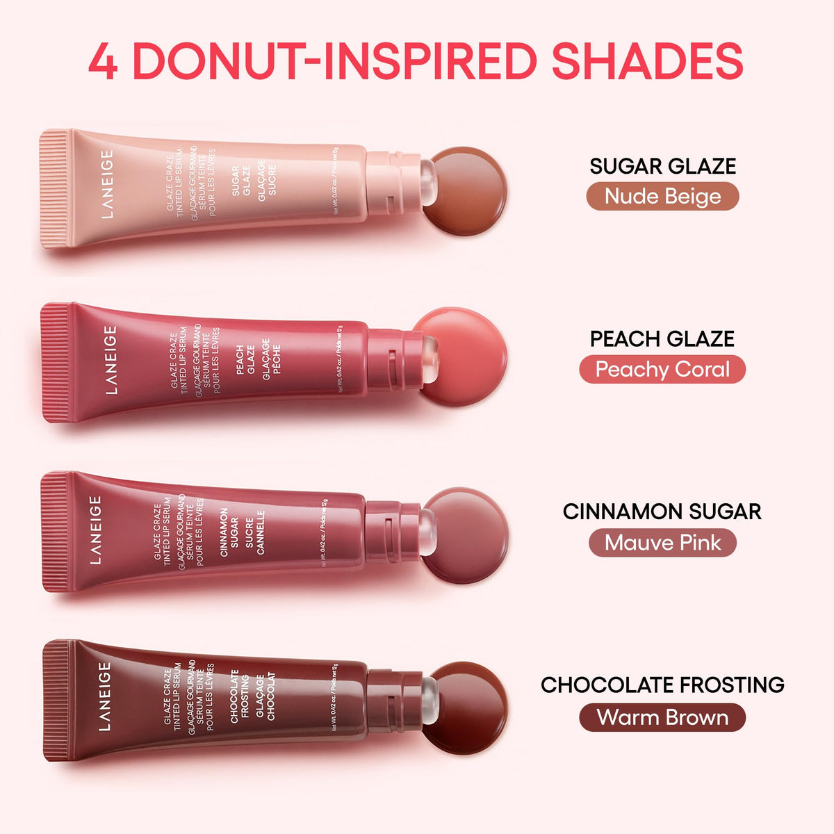 LANEIGE Glaze Craze Tinted Lip Serum for Hydrating, Glossy, Nourished Lips with Plumping Polypeptides, Peach Glaze 🍁 All In One Marketplace Canada
