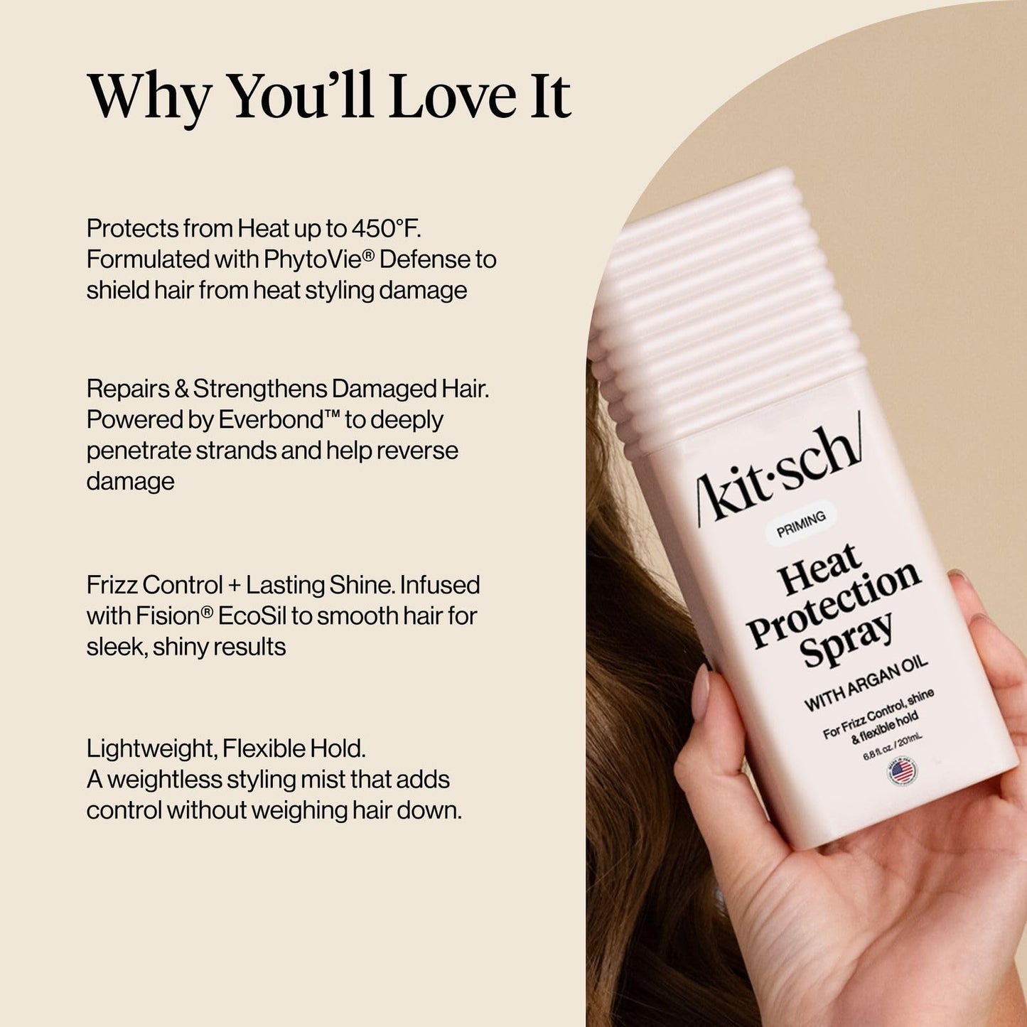 Kitsch Heat Protection Spray for Hair – Heat Protectant for Hair with Argan Oil – Styling Hair Spray for Frizz Control, Shine & Damage Protection – Protects Strands | Ideal Gifts for Women – 201ml 🍁 All In One Marketplace Canada