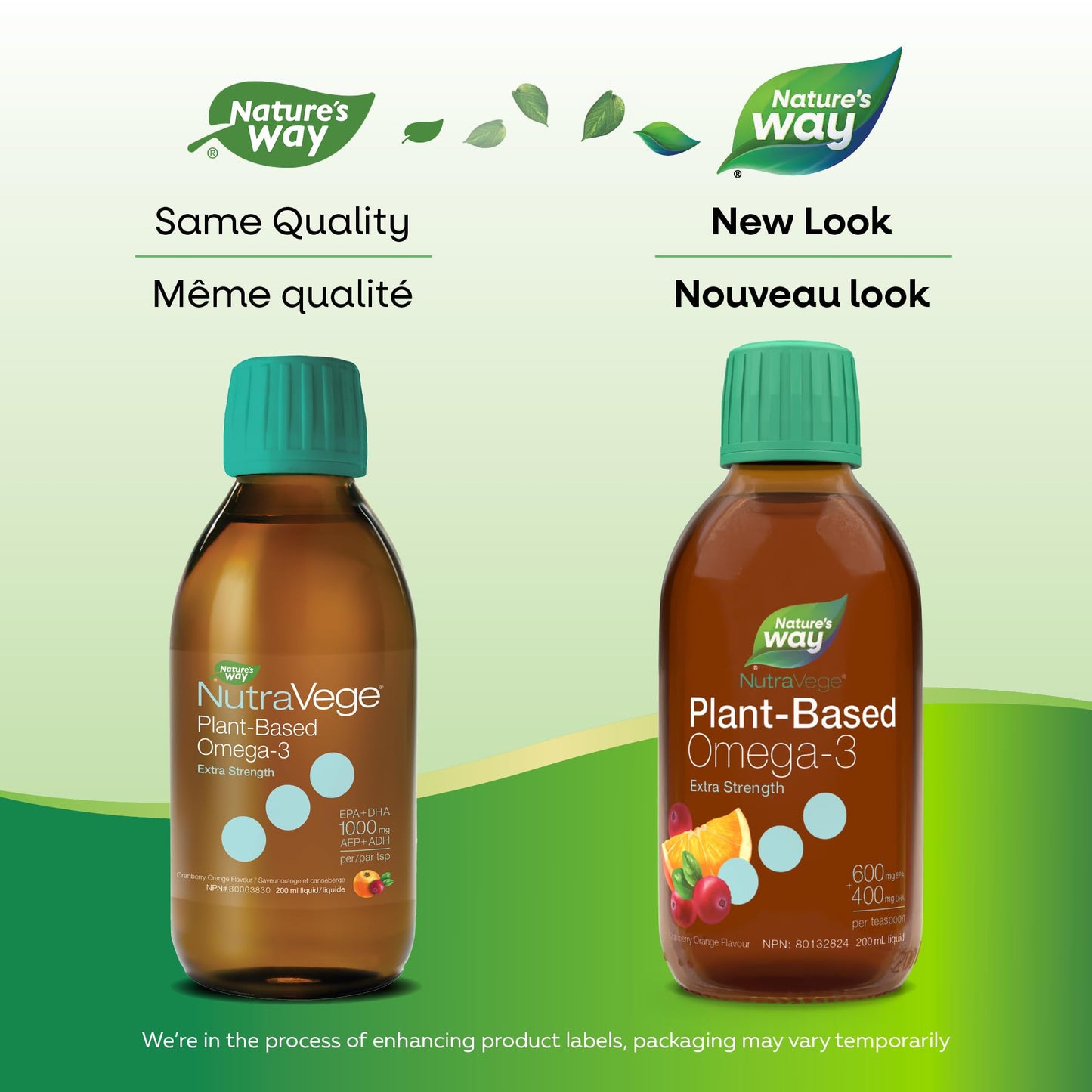 Nature's Way NutraVege Plant-based Omega-3 Extra Strength Vegetarian Liquid Supplement - 1000mg EPA + DHA - Cranberry Orange Flavour – Supports Healthy Heart, Eyes and Brain Function in Adults, 200 mL 🍁 All In One Marketplace Canada