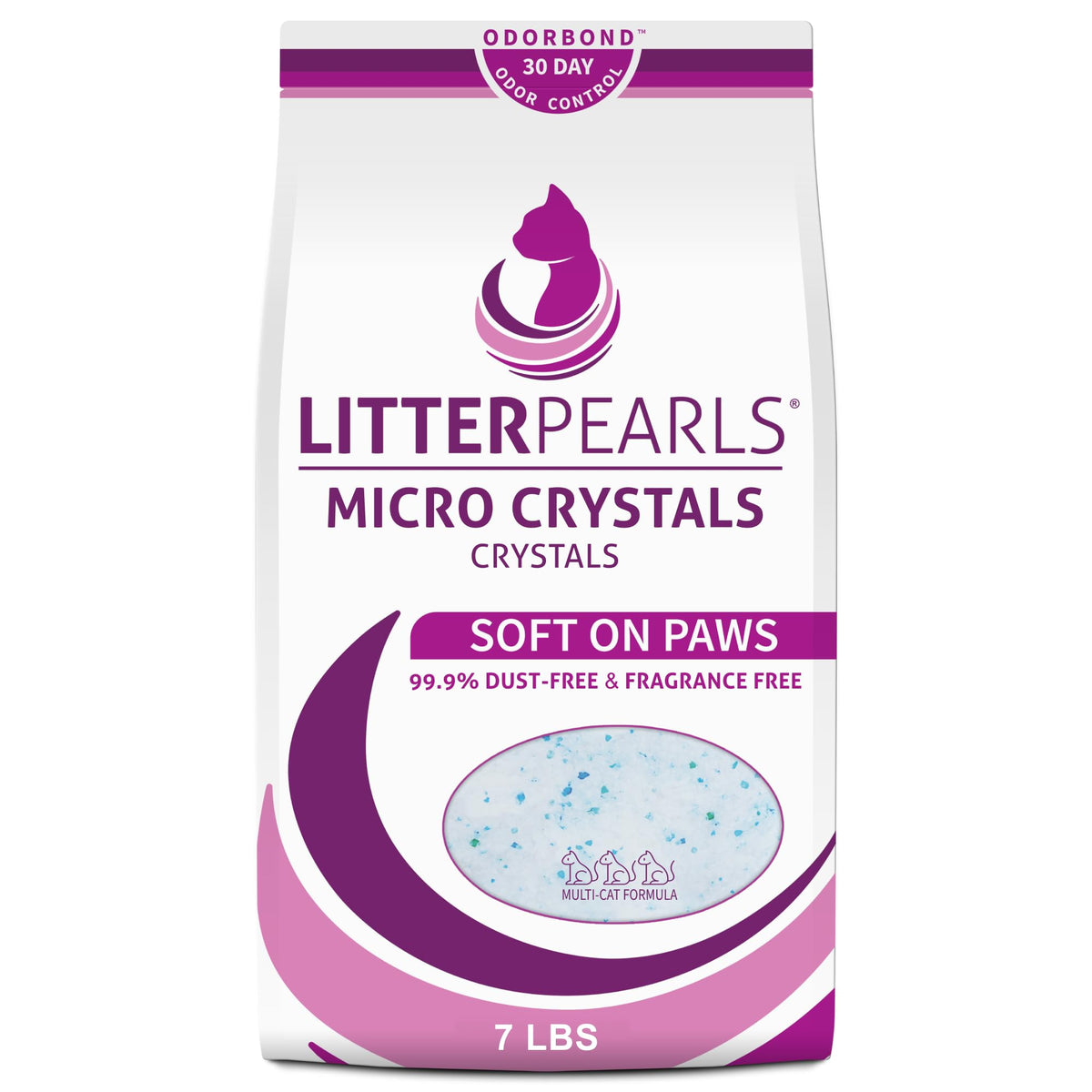 Litter Pearls Micro Crystals Unscented Non-Clumping Crystal Cat Litter with Odorbond, 7 lb, White, Clear and Blue Crystals (LPMC7) 🍁 All In One Marketplace Canada