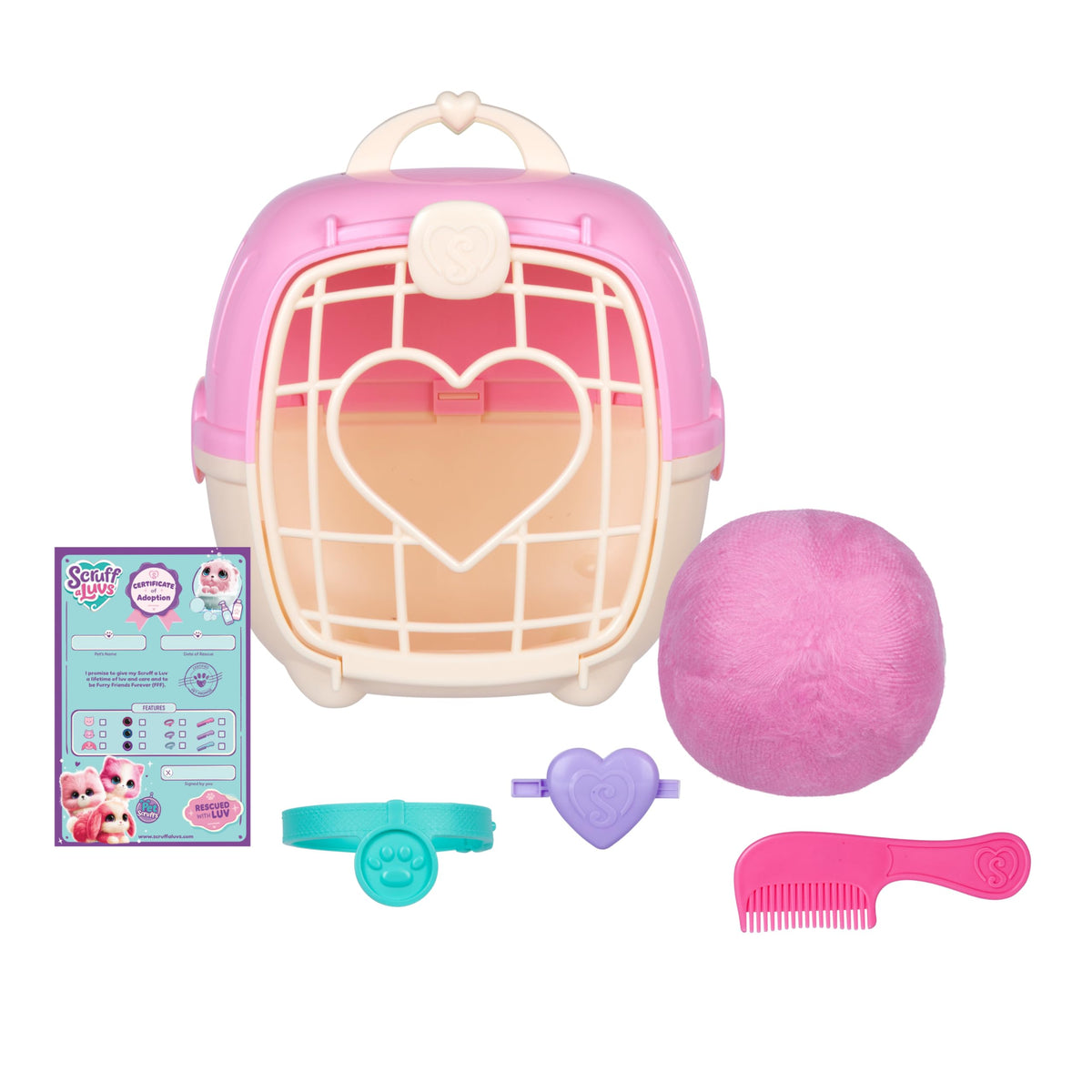 ScruffaLuvs Pet Scruffs Pink - Mystery Plush Toy, 7.5" Tall - Wash to Reveal 1 of 3 Rescue Pets: Puppy, Bunny, or Kitty - Includes 8.7" Deluxe Pet Carrier 🍁 All In One Marketplace Canada