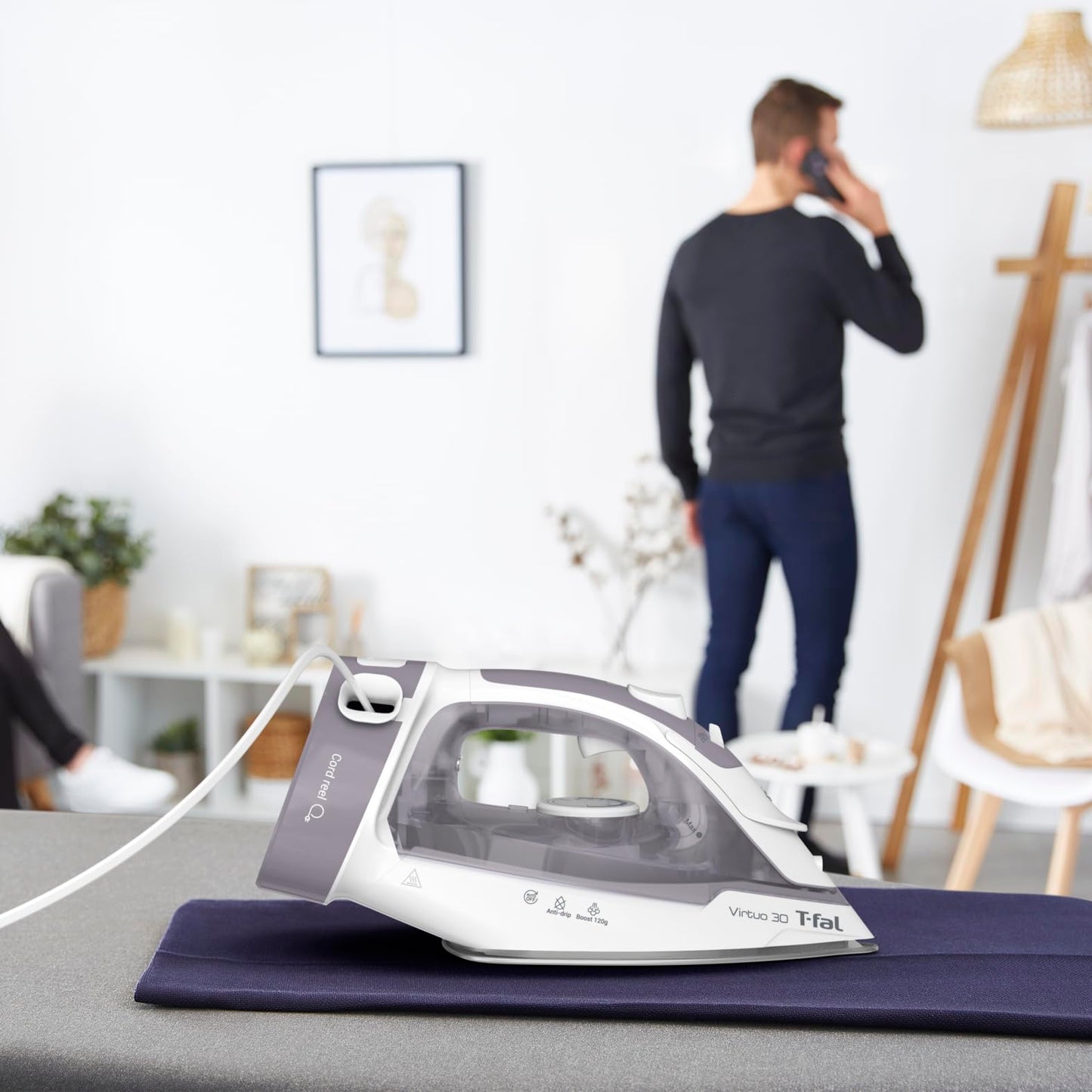 T-Fal Virtuo Steam Iron for Clothes with Retractable Cord, Portable Iron and Steamer for Clothes, Ceramic Nonstick Soleplate, 1500 Watts, Anti-Drip, Auto-Off, Scratch Resistant, Grey 🍁 All In One Marketplace Canada