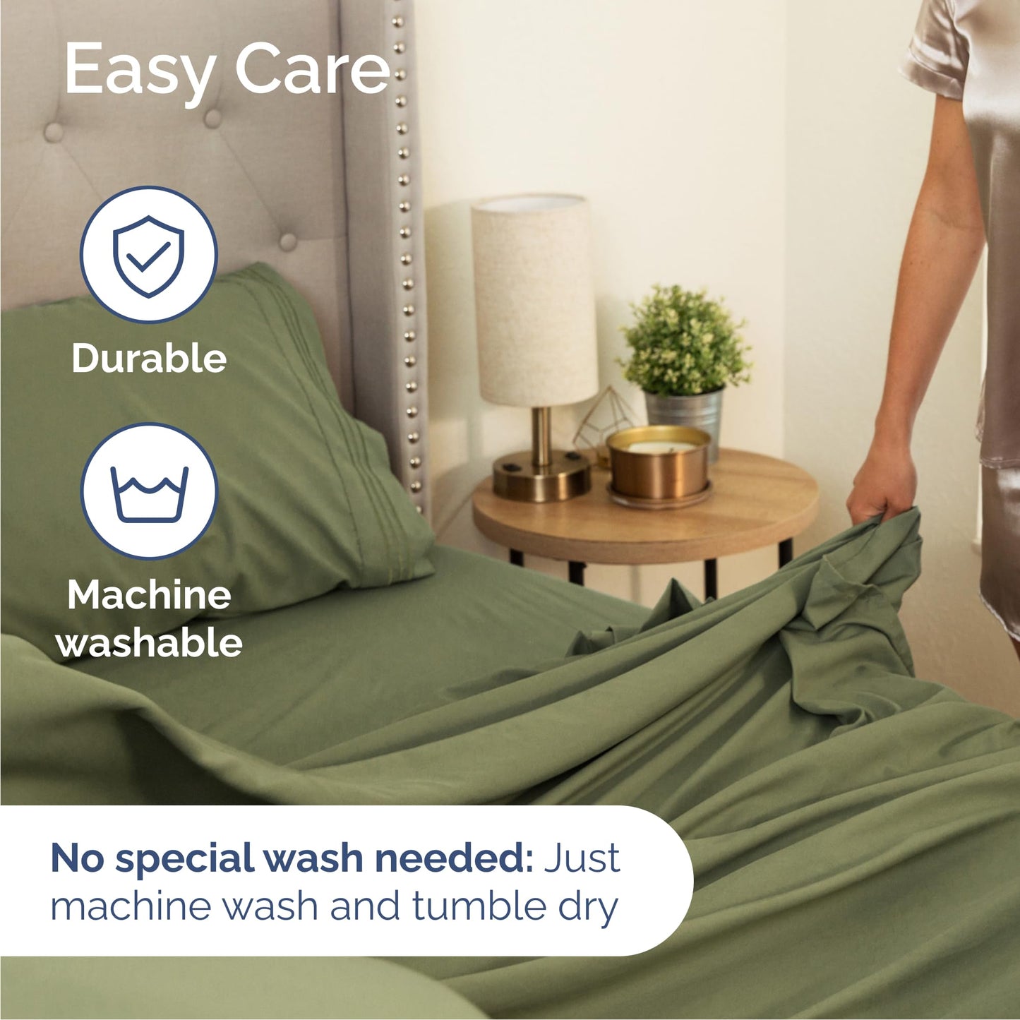 Queen Size 4 Piece Sheet Set - Comfy Breathable & Cooling Sheets - Hotel Luxury Bed Sheets for Women & Men - Deep Pockets, Easy-Fit, Soft & Wrinkle Free Sheets - Sage Green Oeko-Tex Bed Sheet Set 🍁 All In One Marketplace Canada
